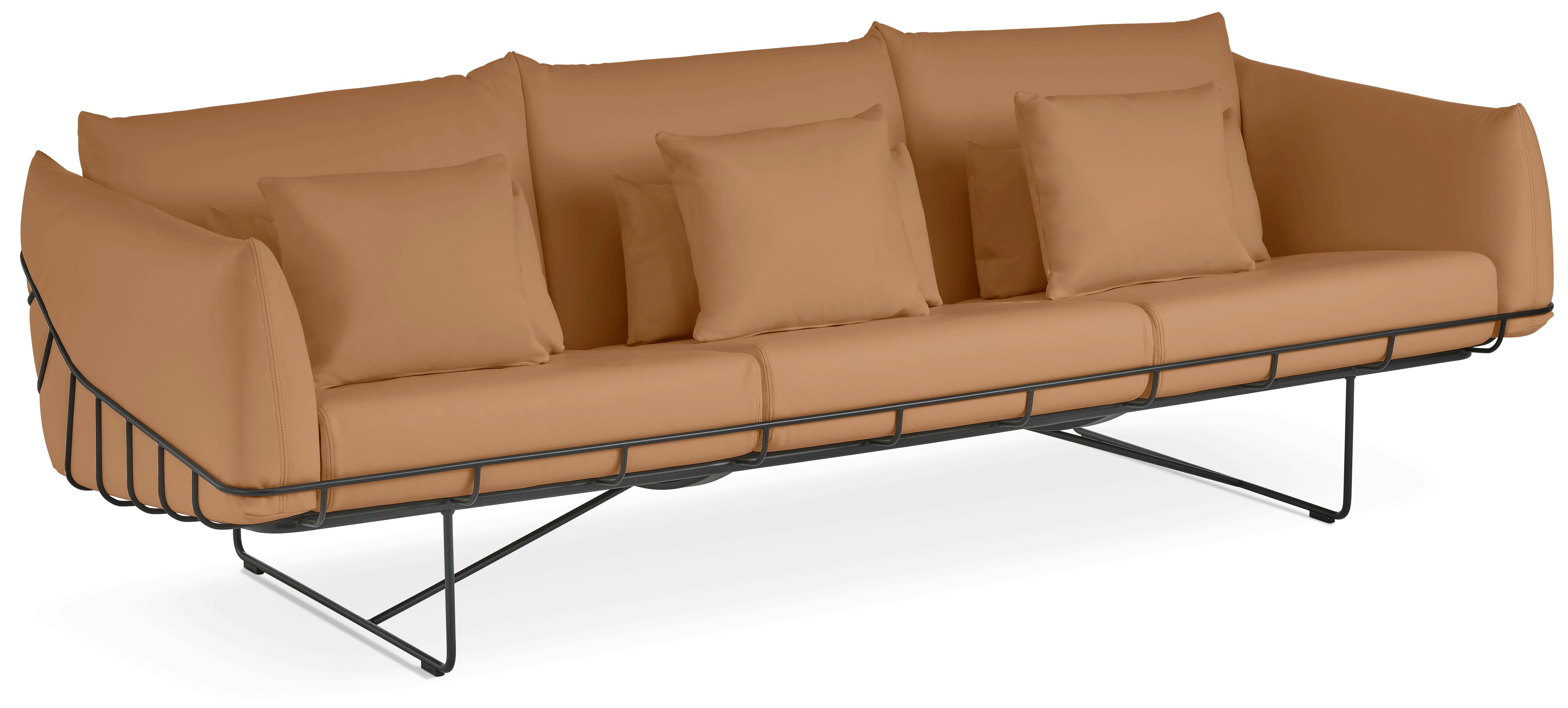 Wireframe Sofa -  3-Seat,  Prone Leather,  Bricolage,  Black