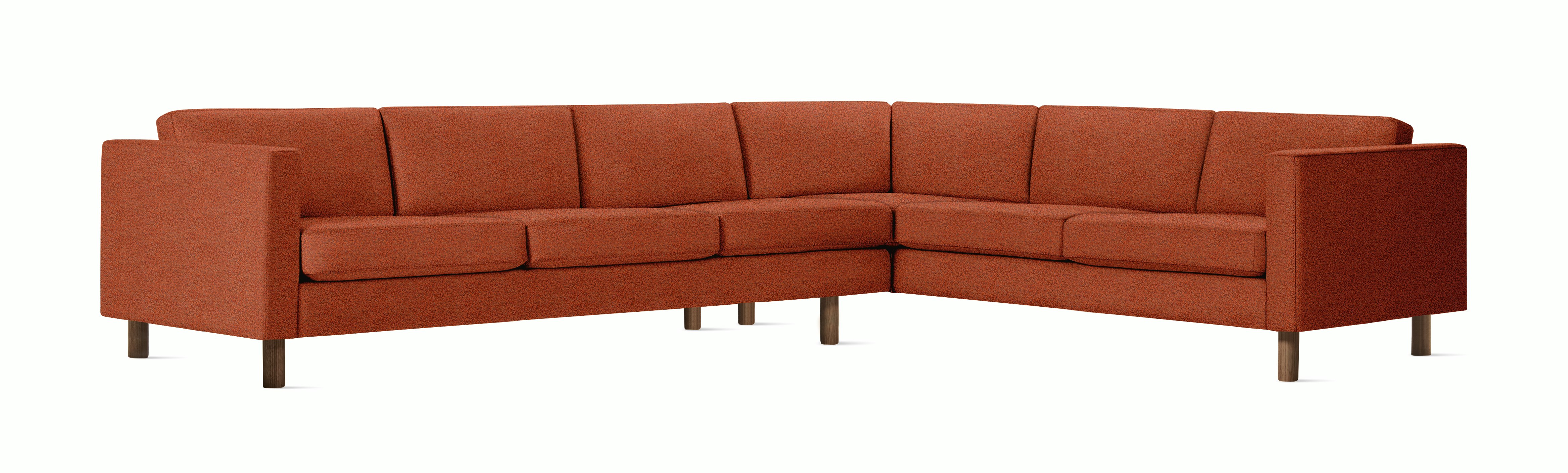 Lispenard Sectional in terra cotta color with 6" legs.
