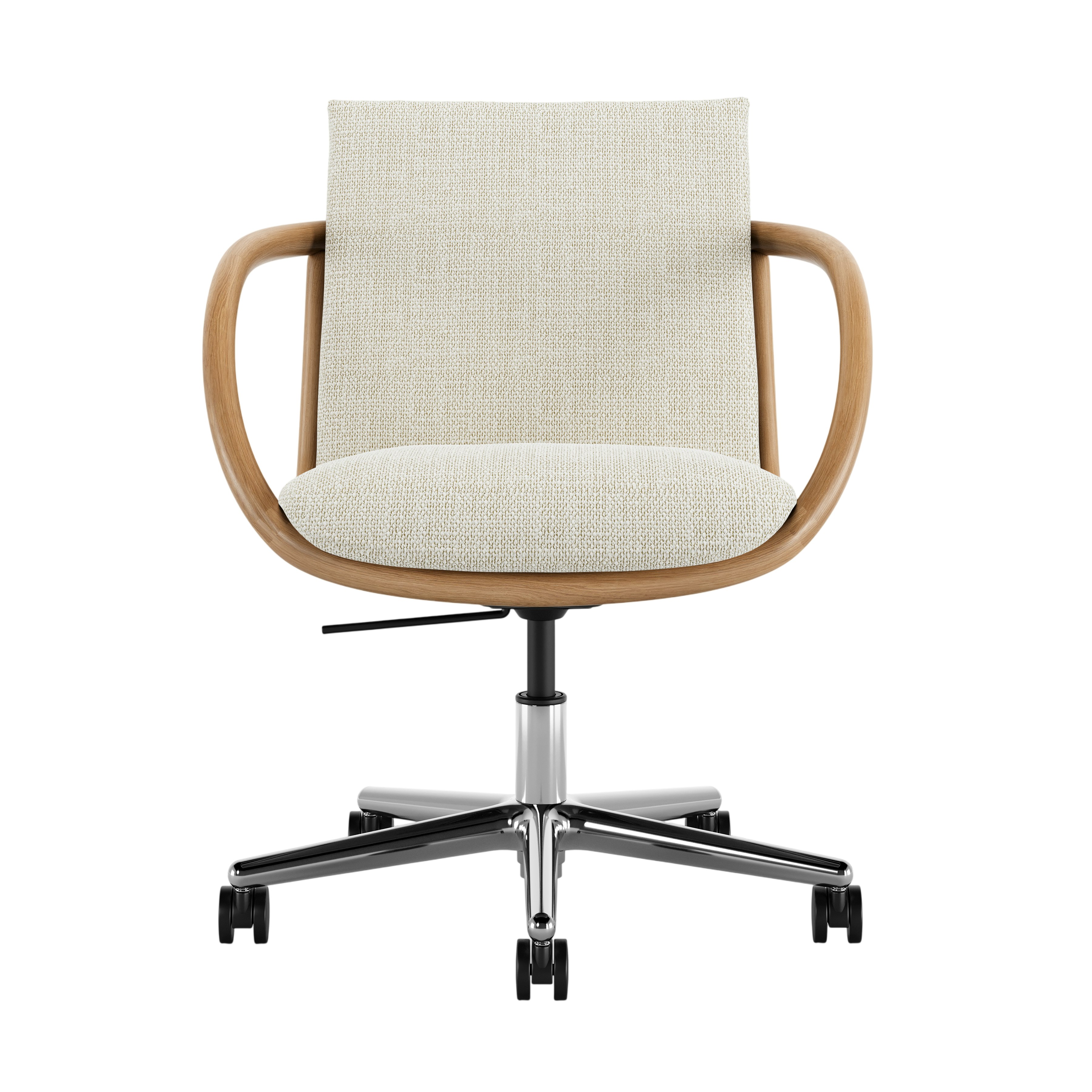 Full Loop Task Chair - Capri Snow,  Oak,  Polished Aluminum