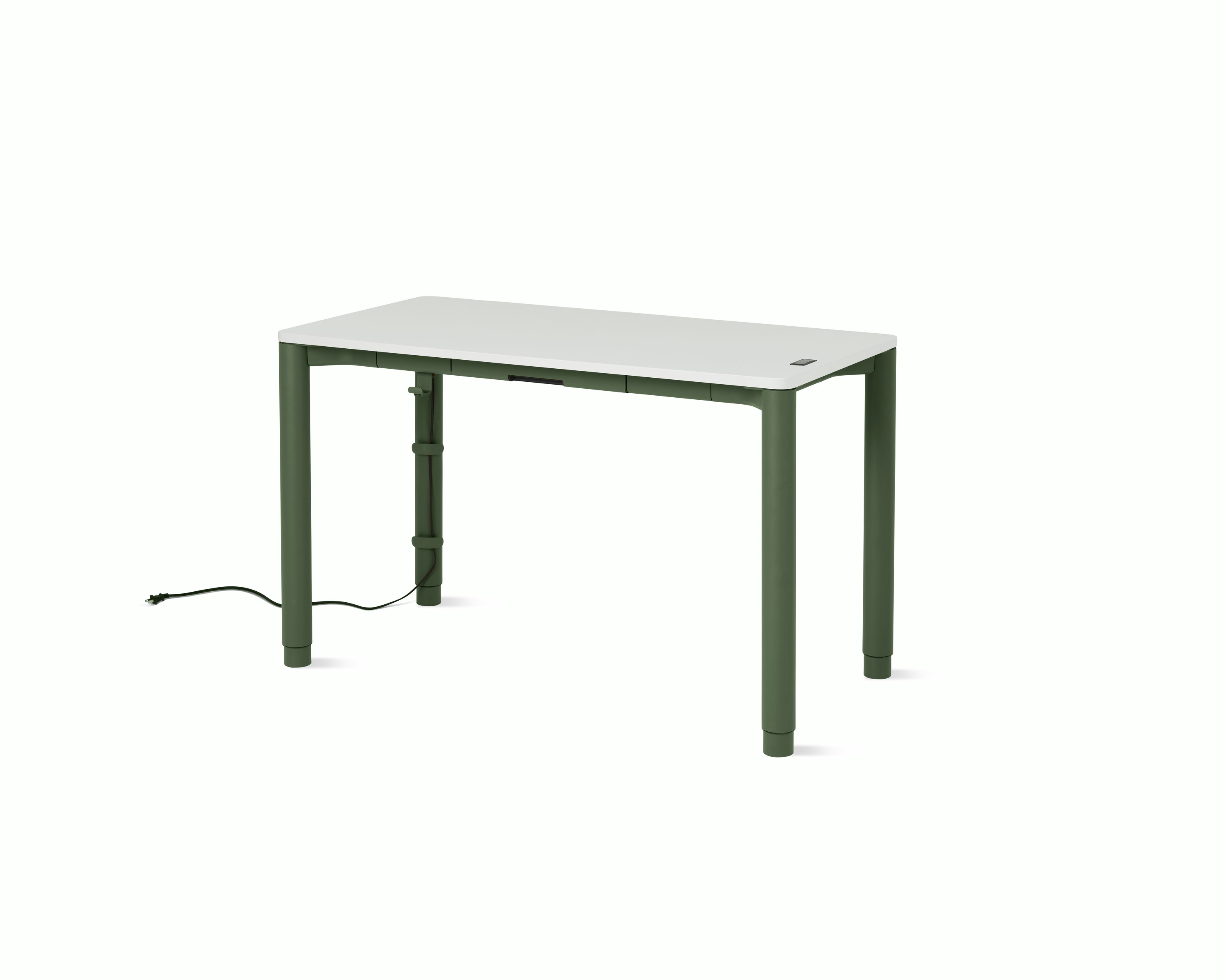 Spout S2S Table - 24" x 48"",  Laminate Studio White,  Olive,  With Cable Tray,  With Storage Drawer,  Standard Height"