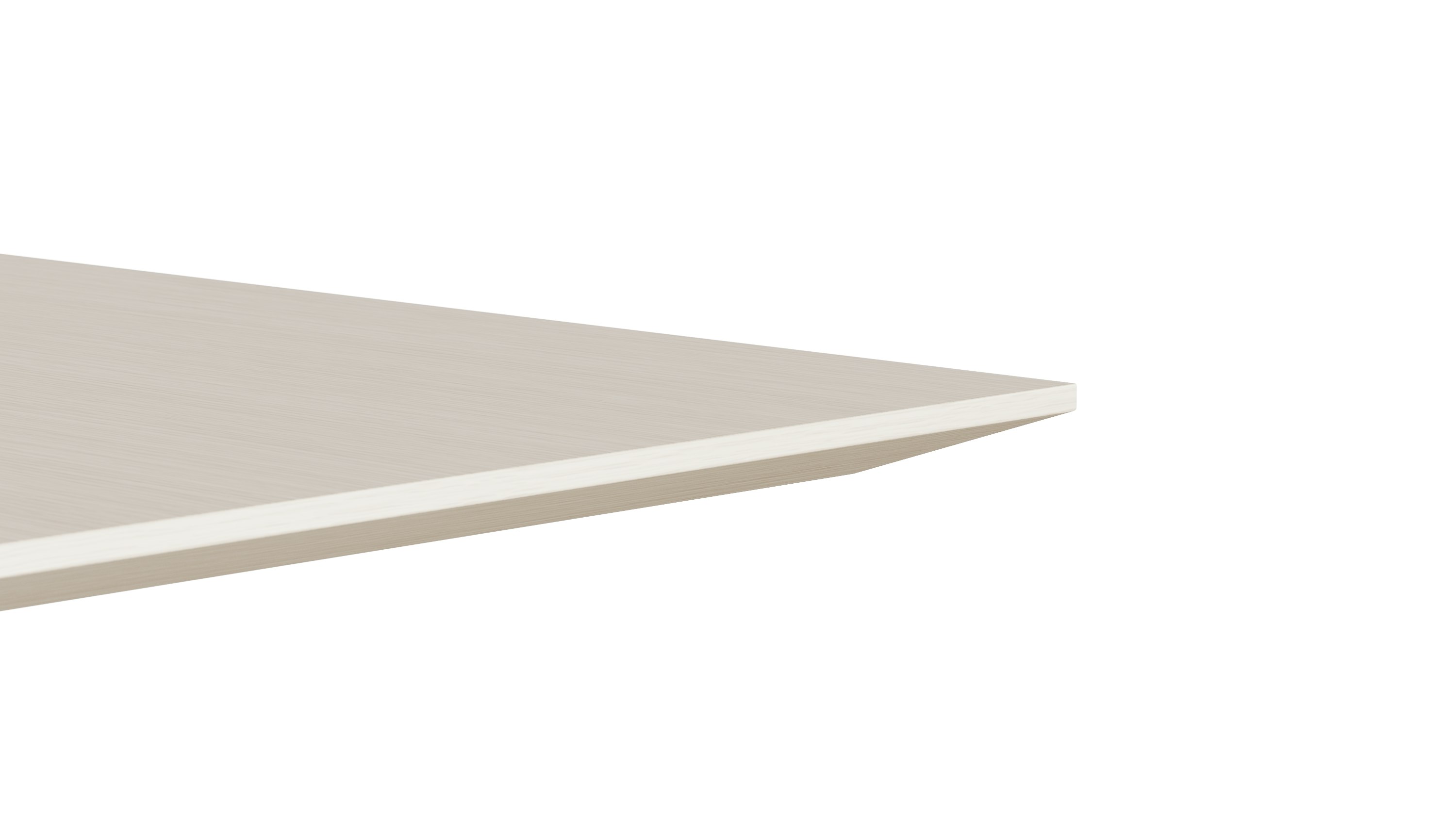 A detail rendering of a table edge in a light color veneer.