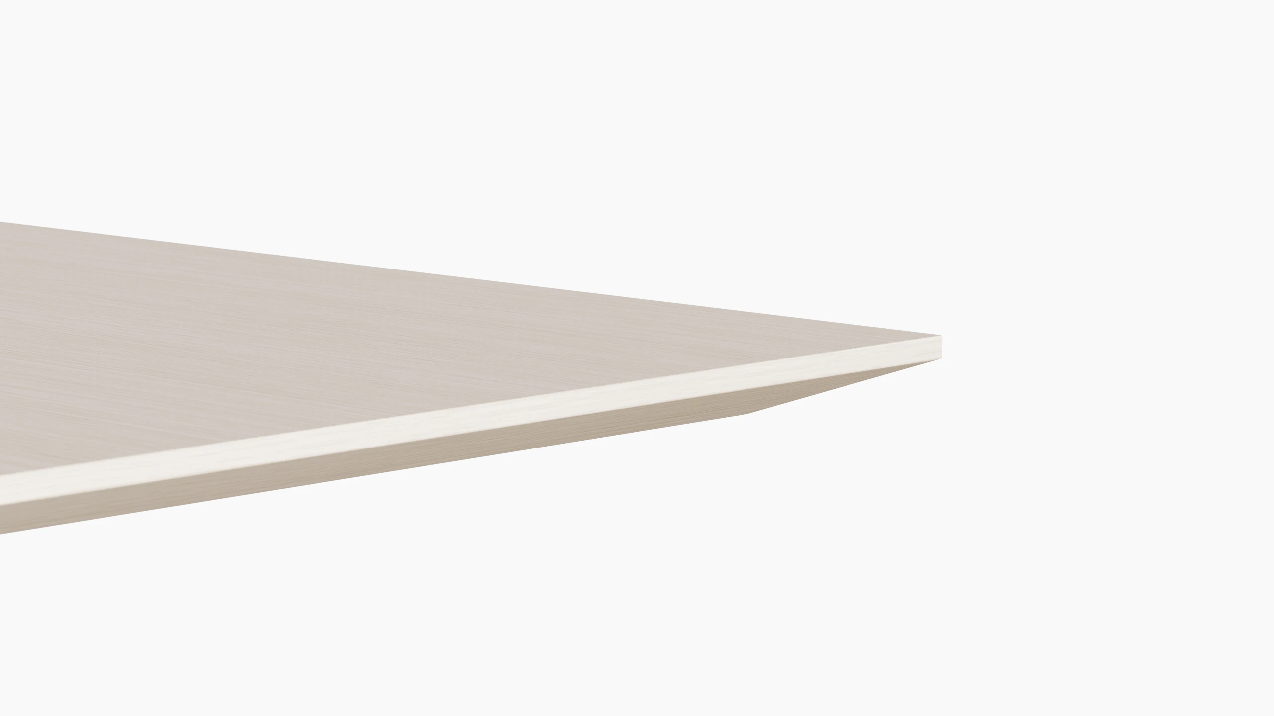 A detail rendering of a table edge in a light color veneer.