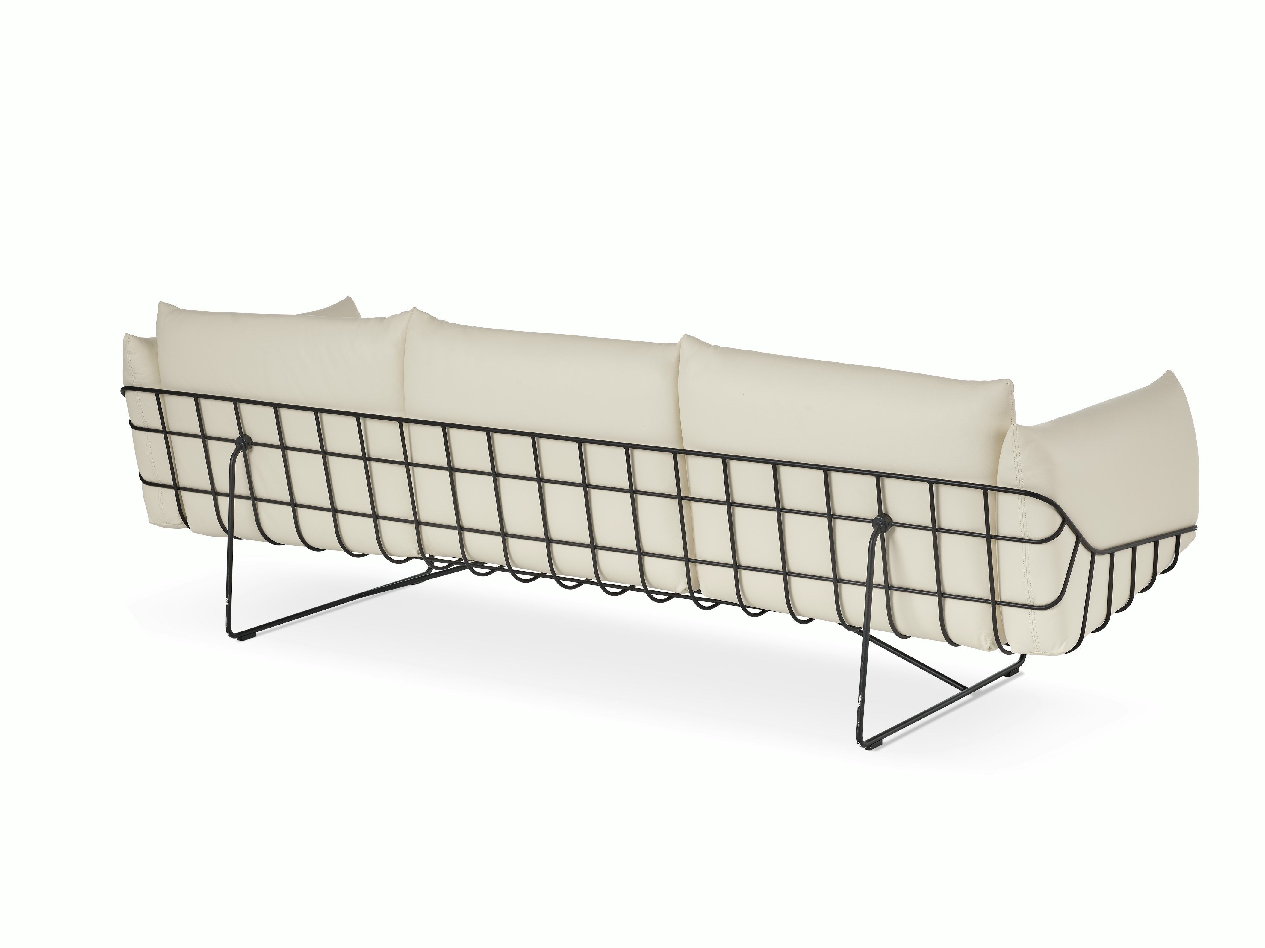 Wireframe Sofa -  3-Seat,  Prone Leather,  Lotus,  Black