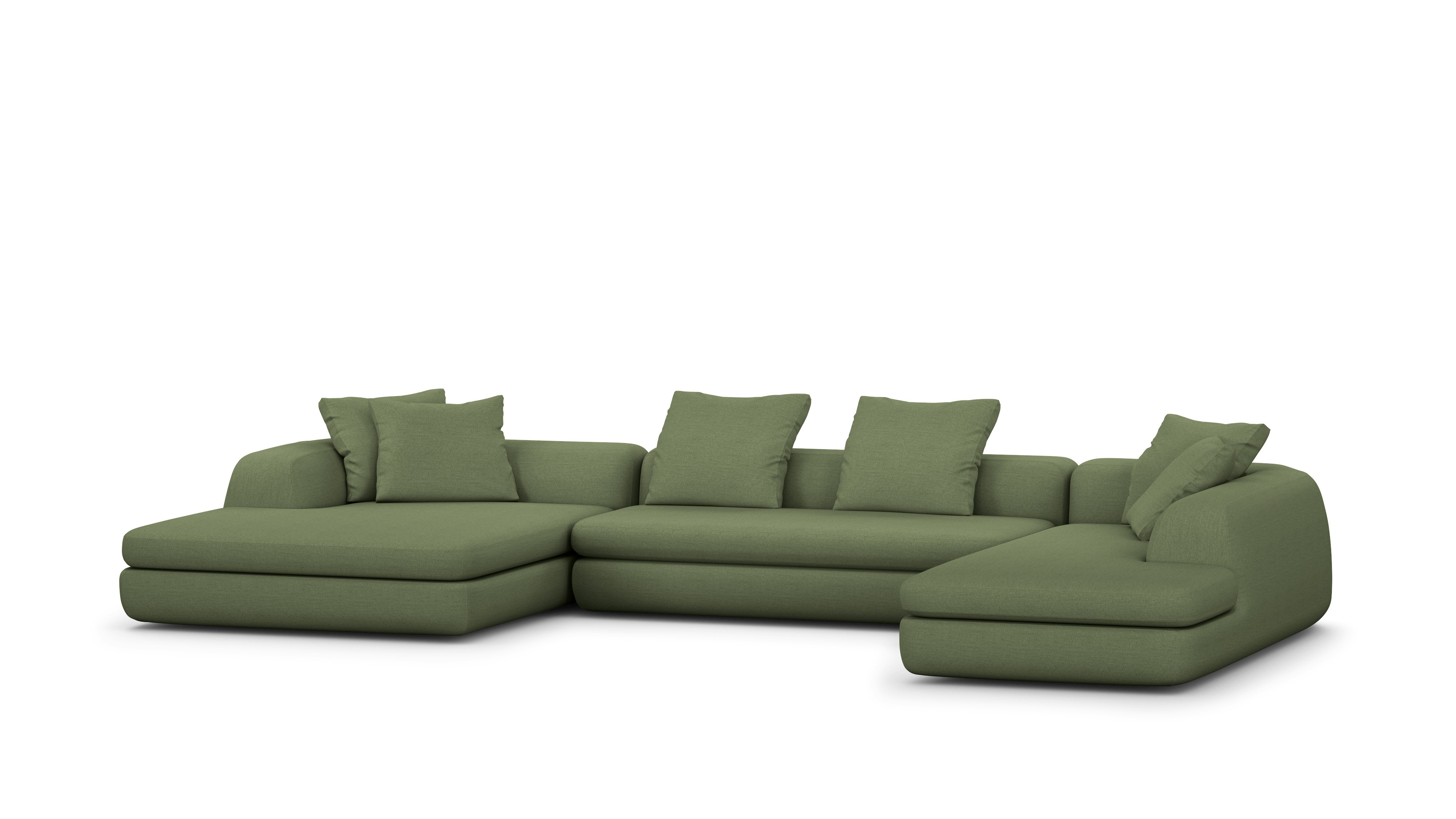 A Atlason Americano Asymmetrical Double Chaise Sectional in woodlet viewed from an angle.