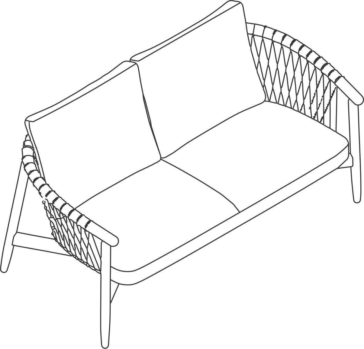 A line drawing - Crosshatch Settee