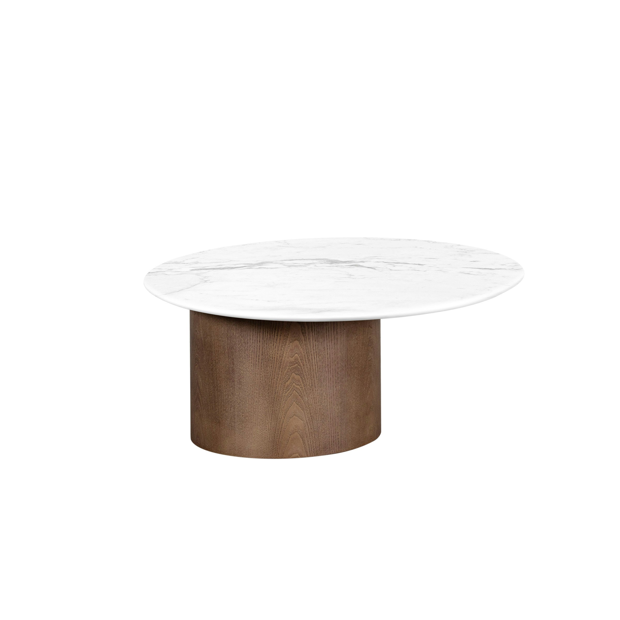 A Myon Coffee Table in Carrara viewed from the front.