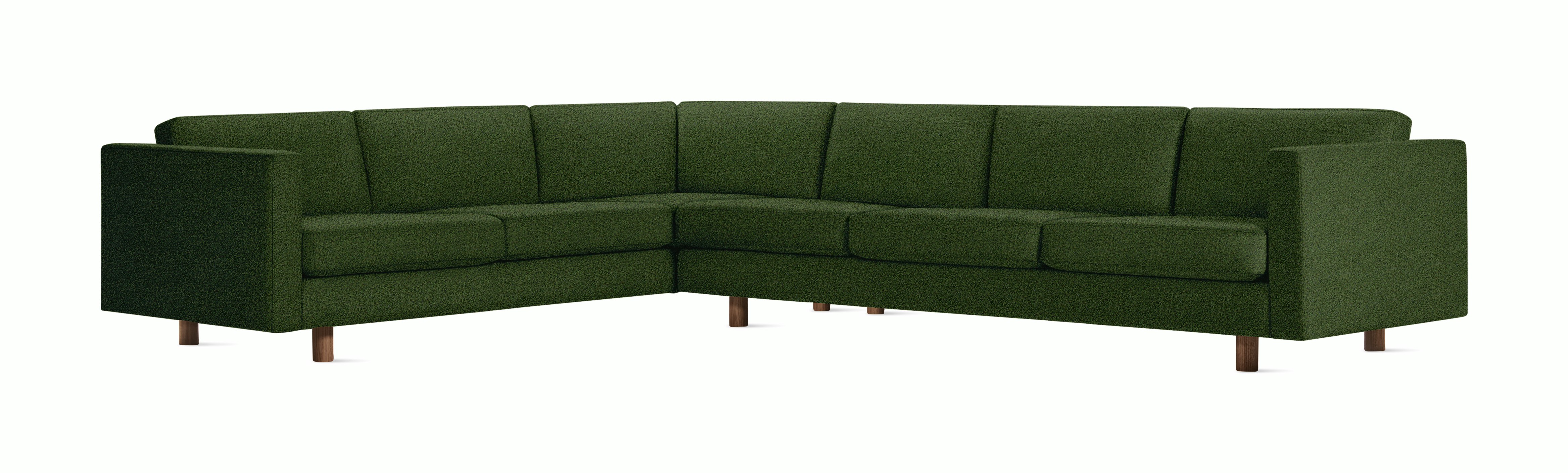 Lispenard Sectional in green fir color with 4" legs.