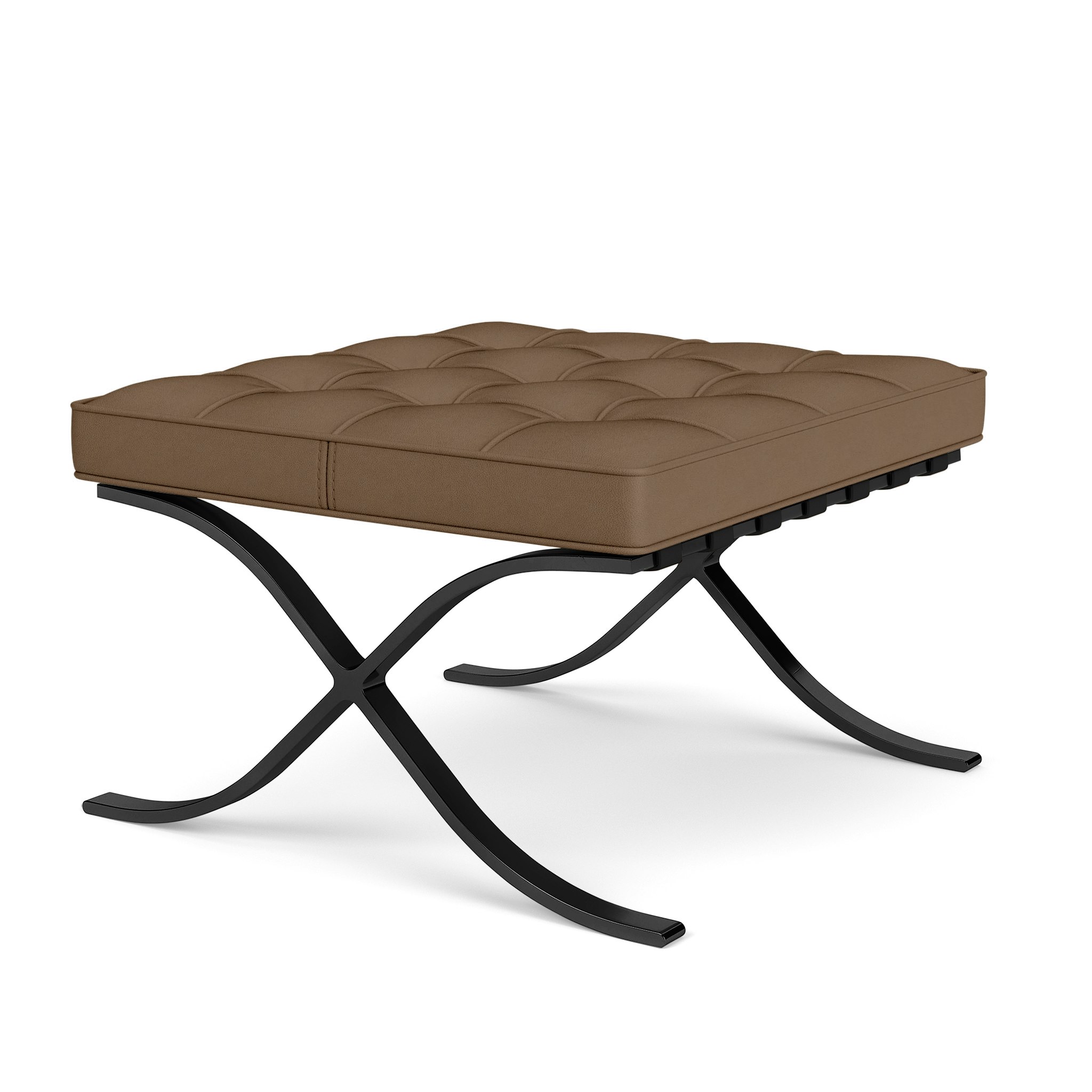 Barcelona Stool in Volo Leather,  Lichen,  Black