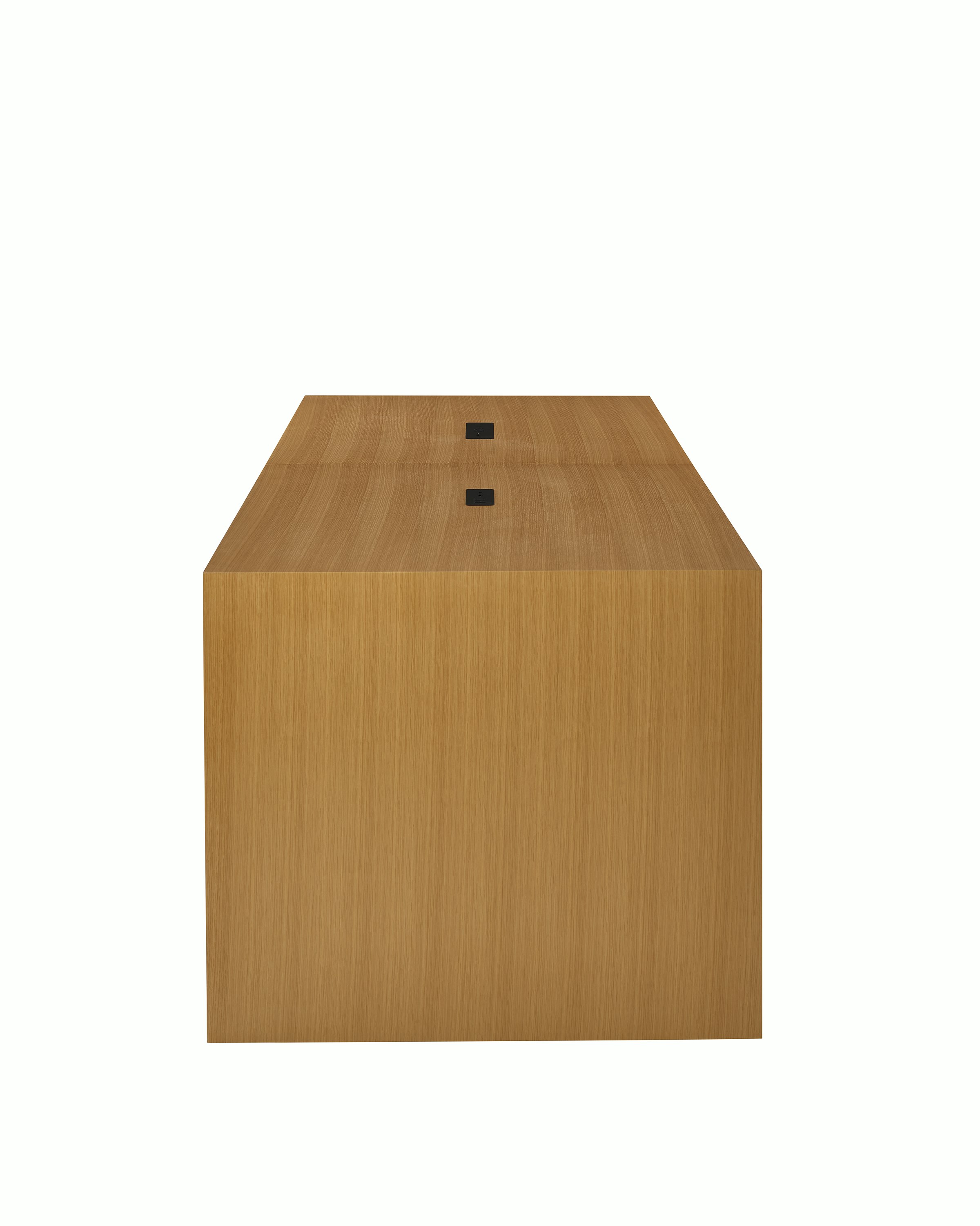 JD Waterfall Table in Oak Counter Height, side view.