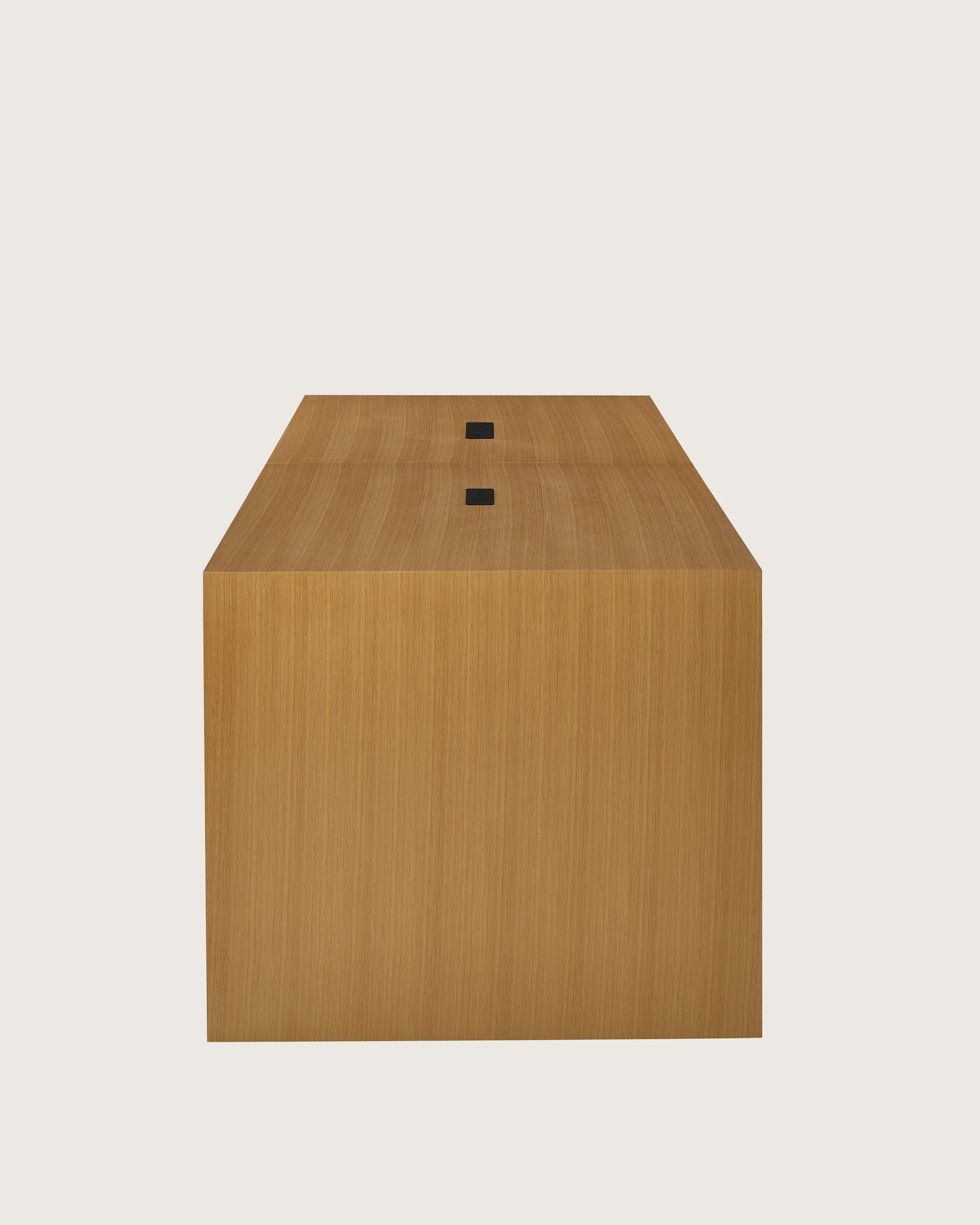 JD Waterfall Table in Oak Counter Height, side view.