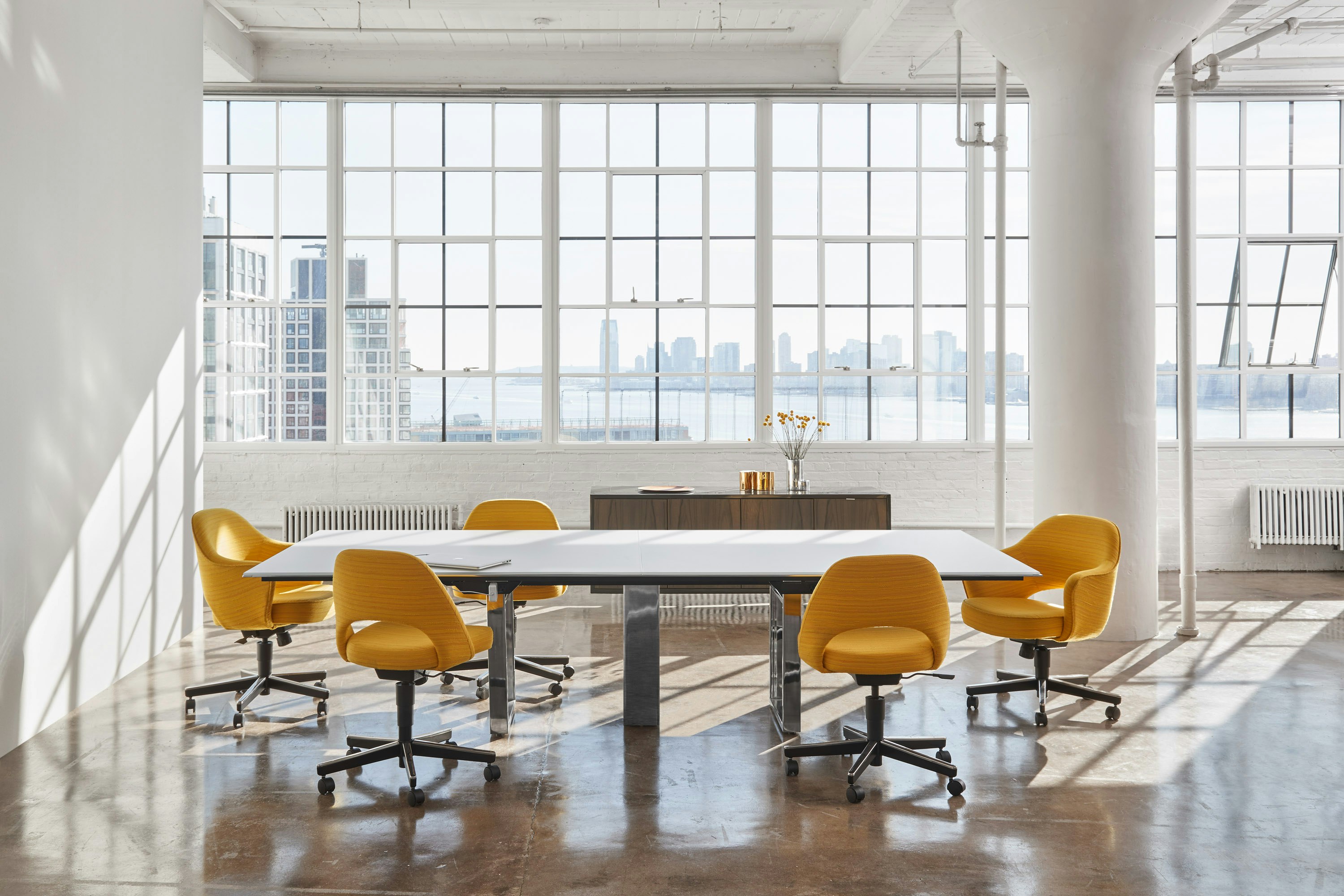 Highline Conference Table in a Conference Room setting, front view with credenza in background.