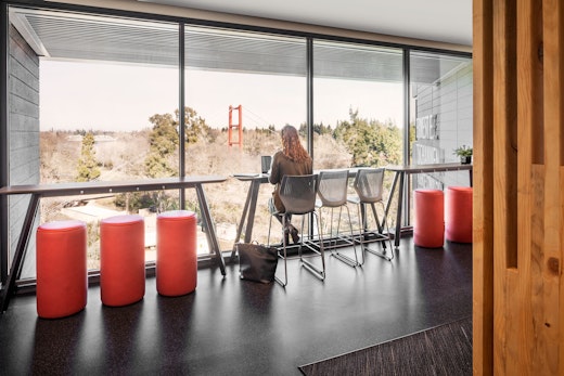 knoll works 2021 connected capus csus rockwell unscripted tall table drink rail upholstered seat cylinder swivel stool Multigeneration by knoll bar stool shared spaces focus study