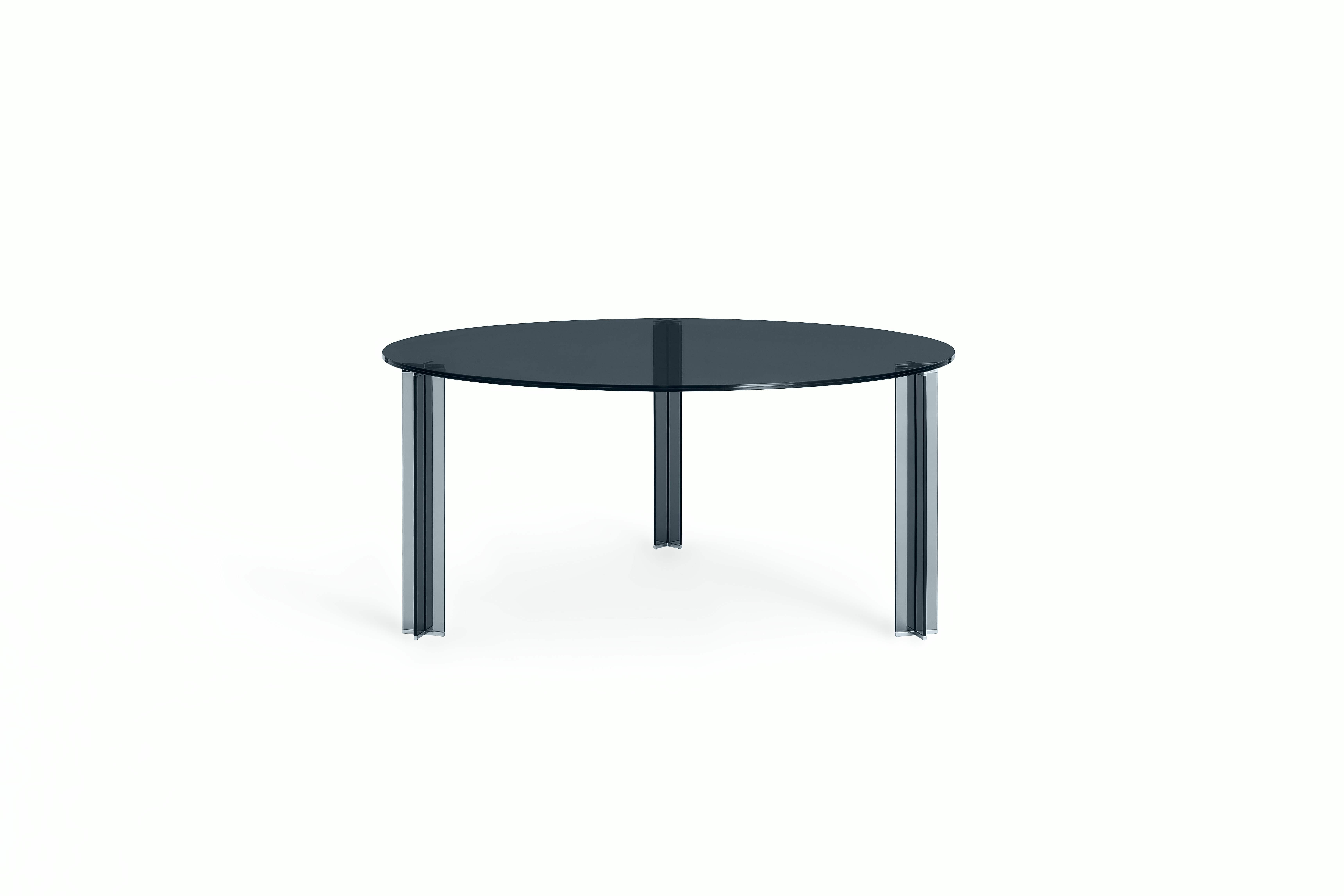 X-T Dining Table - Round, 59", Smoked Glass
