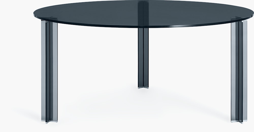 X-T Dining Table - Round, 59", Smoked Glass
