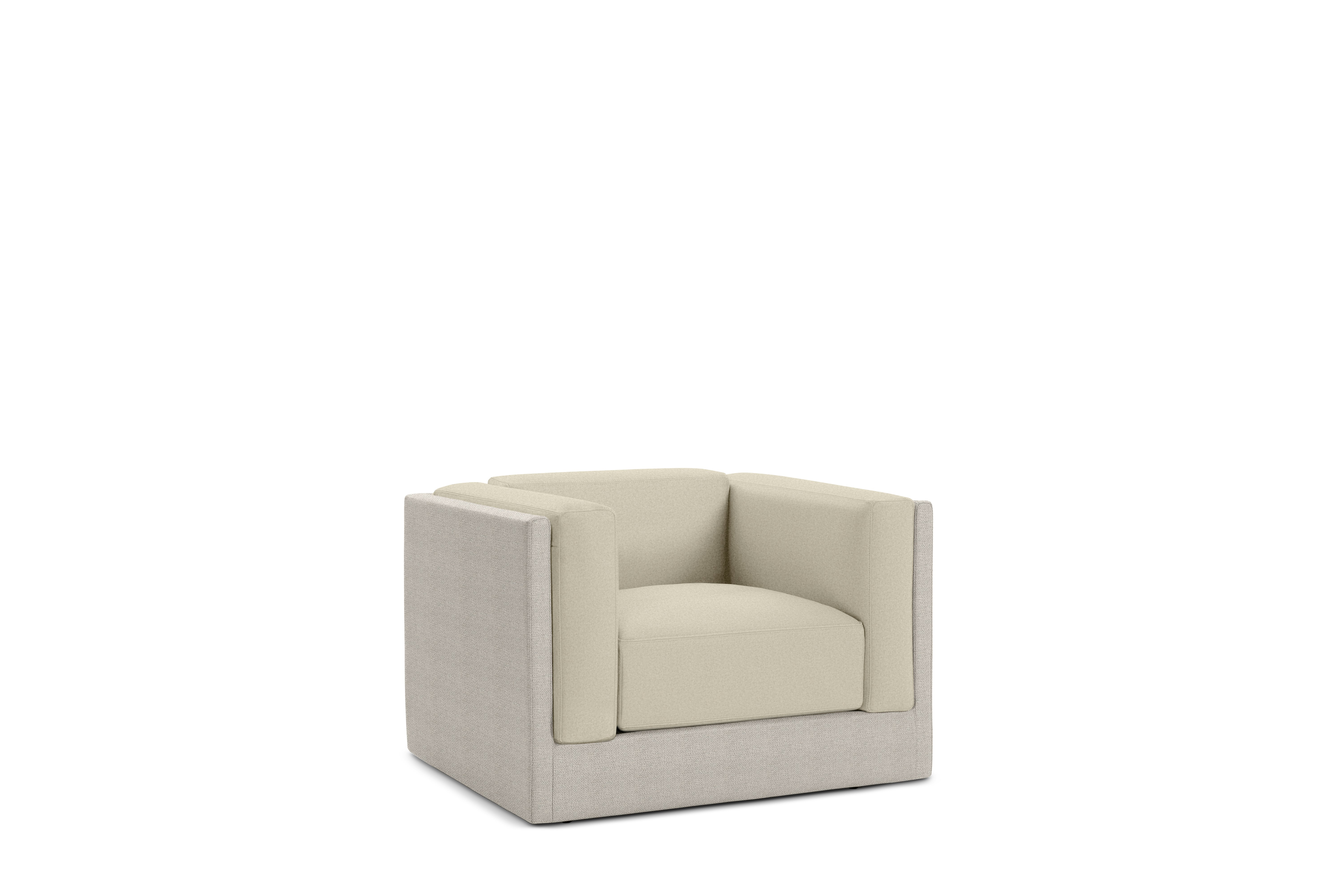 Symme Armchair - Fabric Frame,  Pebble Weave,  Buff,  Pecora,  Cream