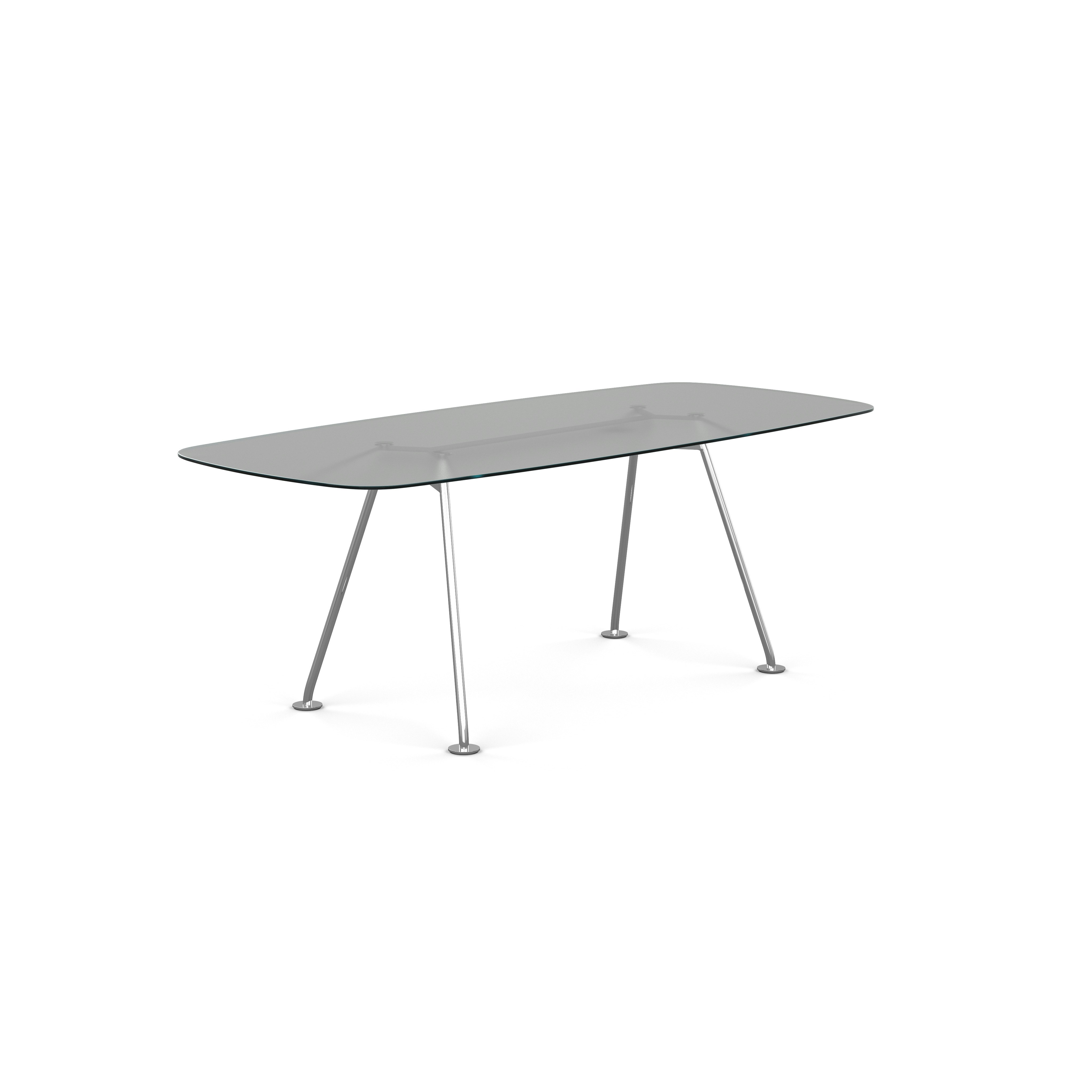 Grasshopper Dining Table - Rectangular,  79",  Sanded Glass,  Polished Chrome"