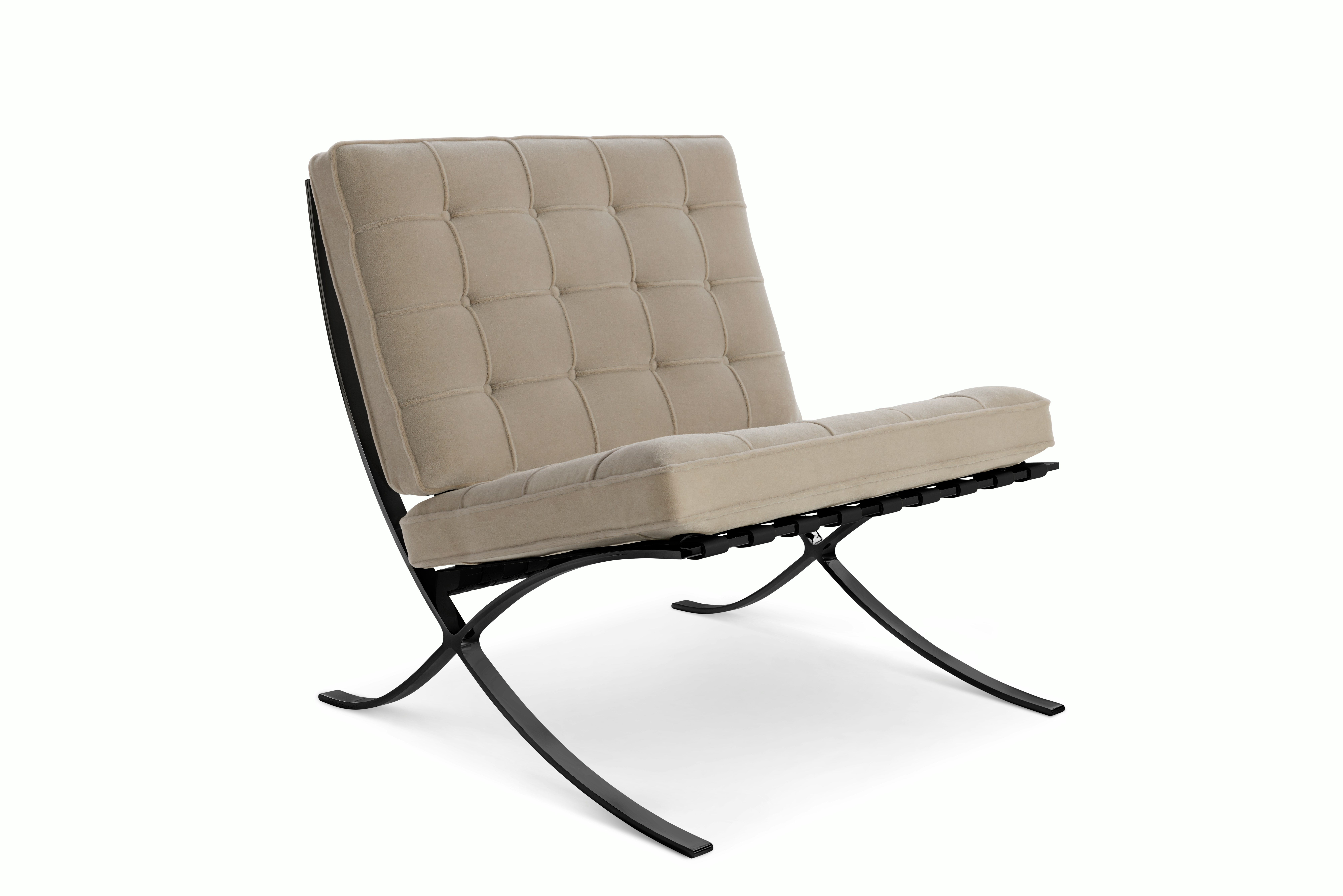 Barcelona Chair in Knoll Velvet,  Ethereal,  Black