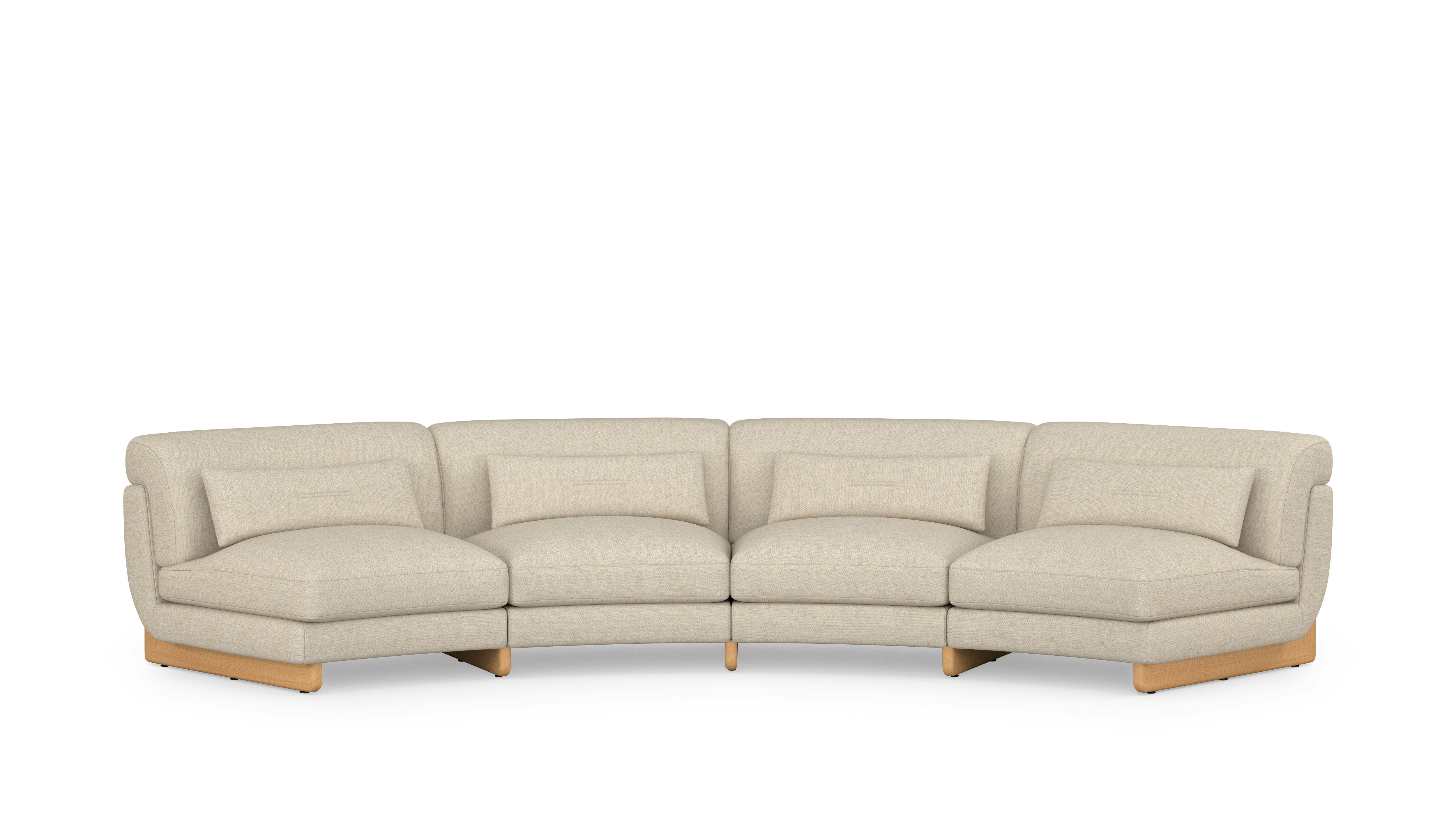 Contra Wedge Sectional - 4 Seat, Pecora, Cream, Oak