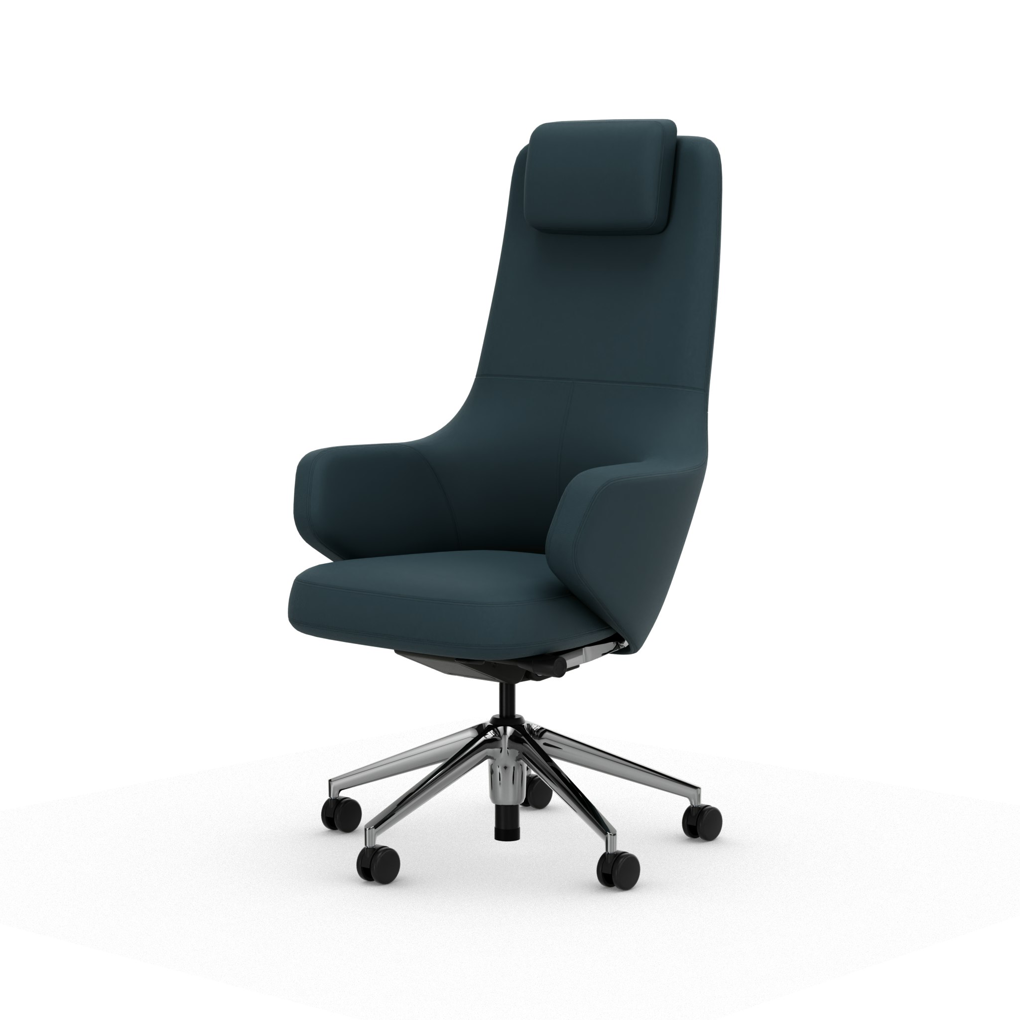 Grand Executive Task Chair - High Back, Leather Premium F, Smoke Blue