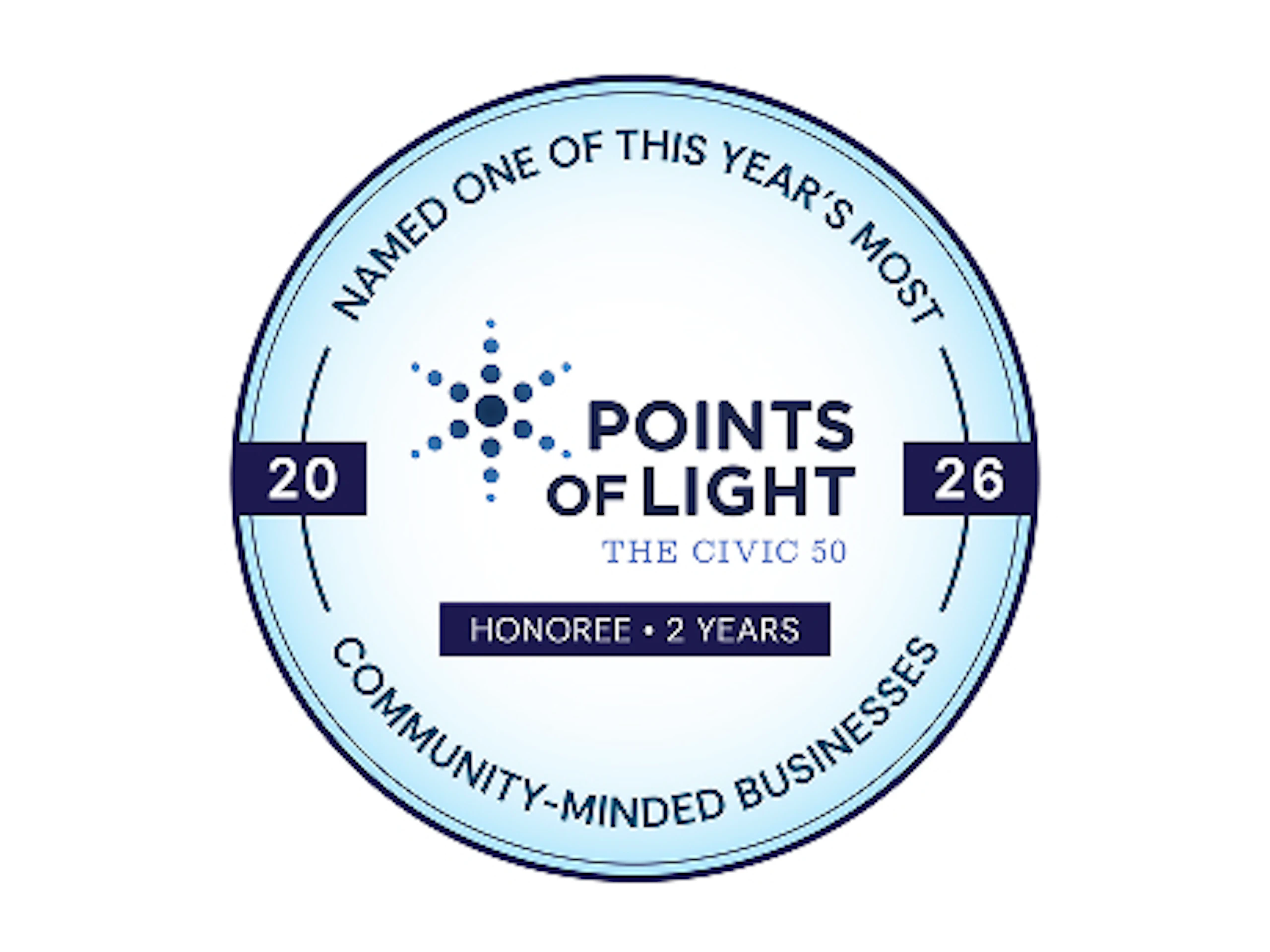 Points of Light The Civic 50 honoree badge for the year 2026.