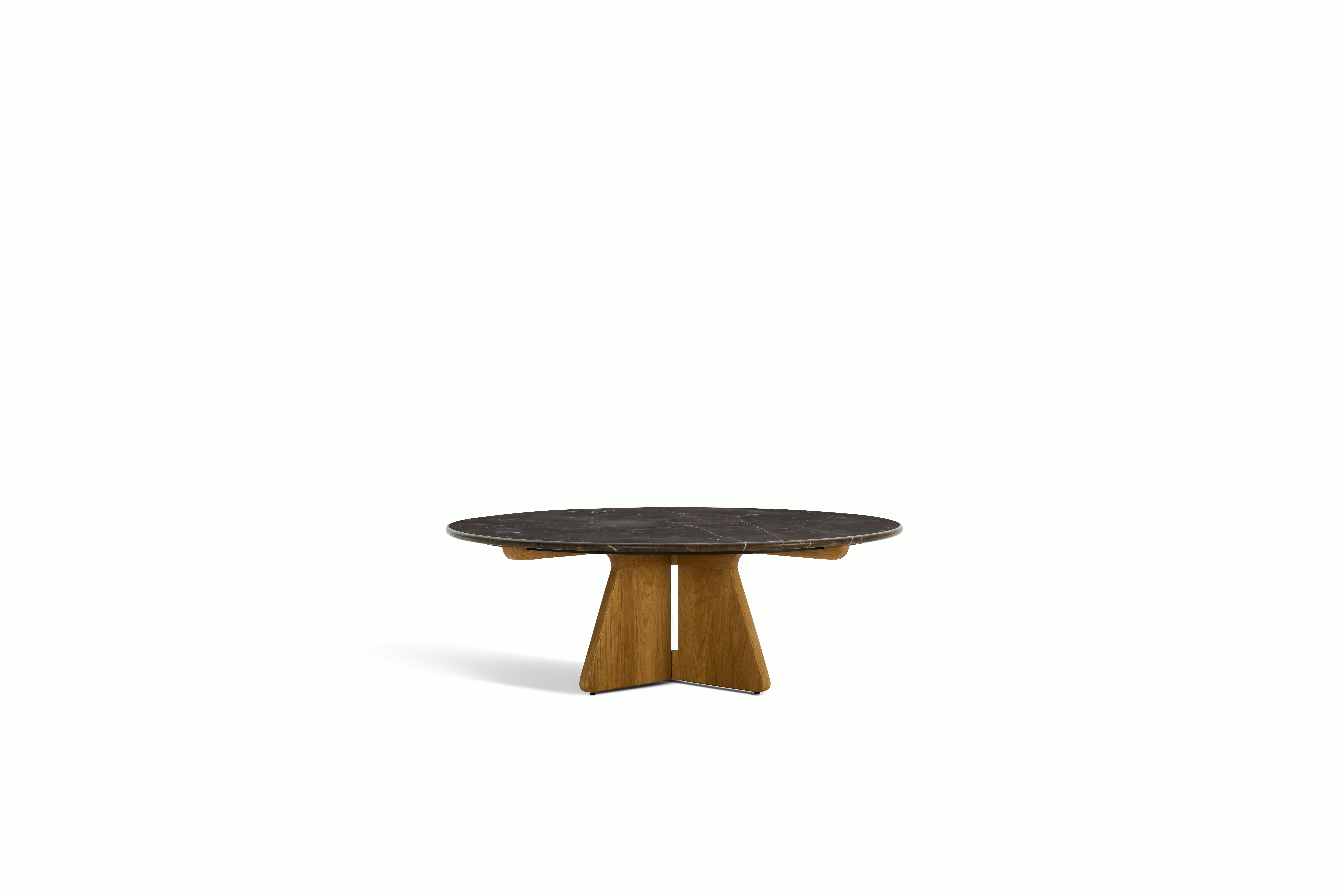 A Pinna Coffee Table in Espresso Oak viewed from an angle.