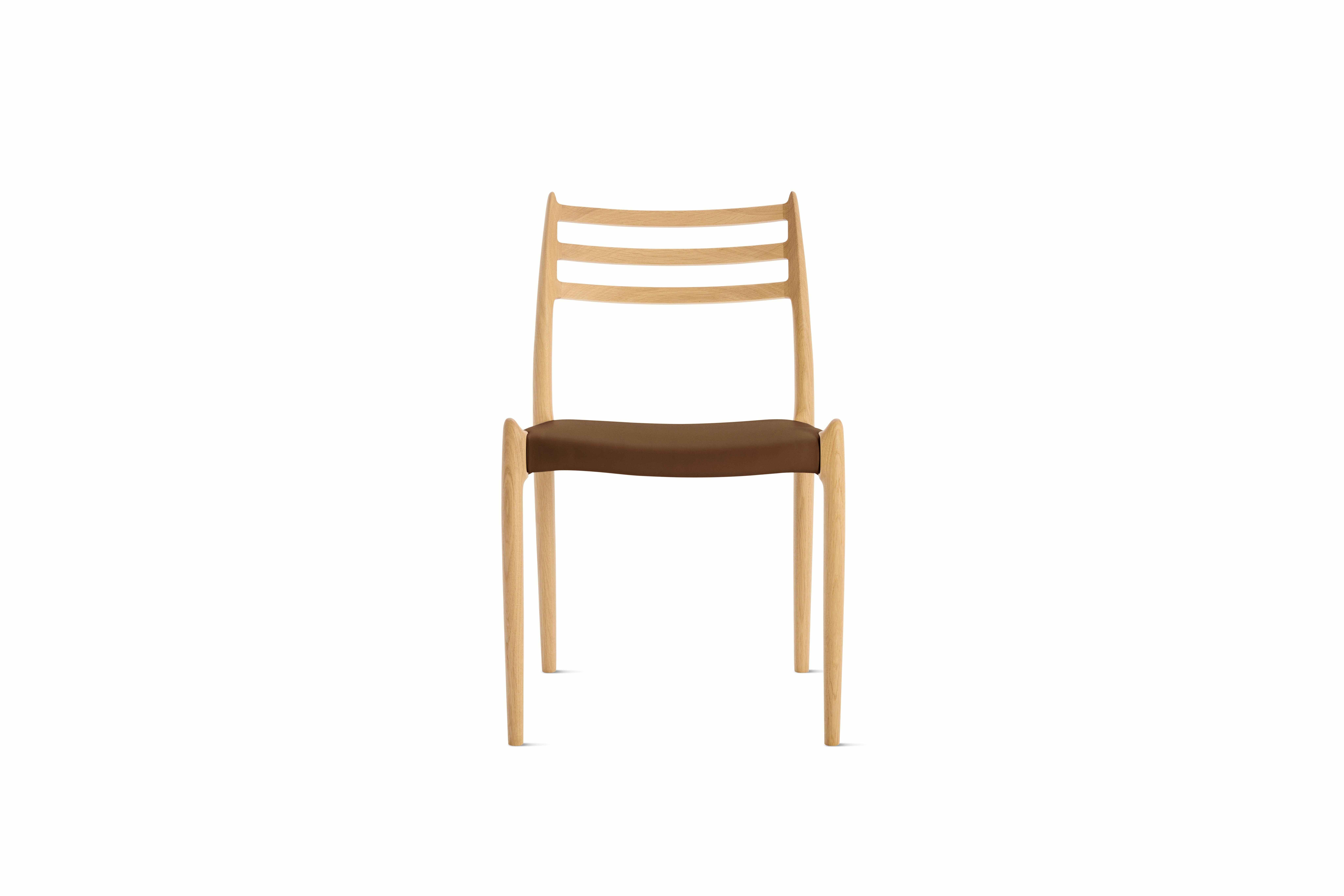 Moller Model 78 Side Chair - Side Chair,  Oak,  Leather,  Tobacco