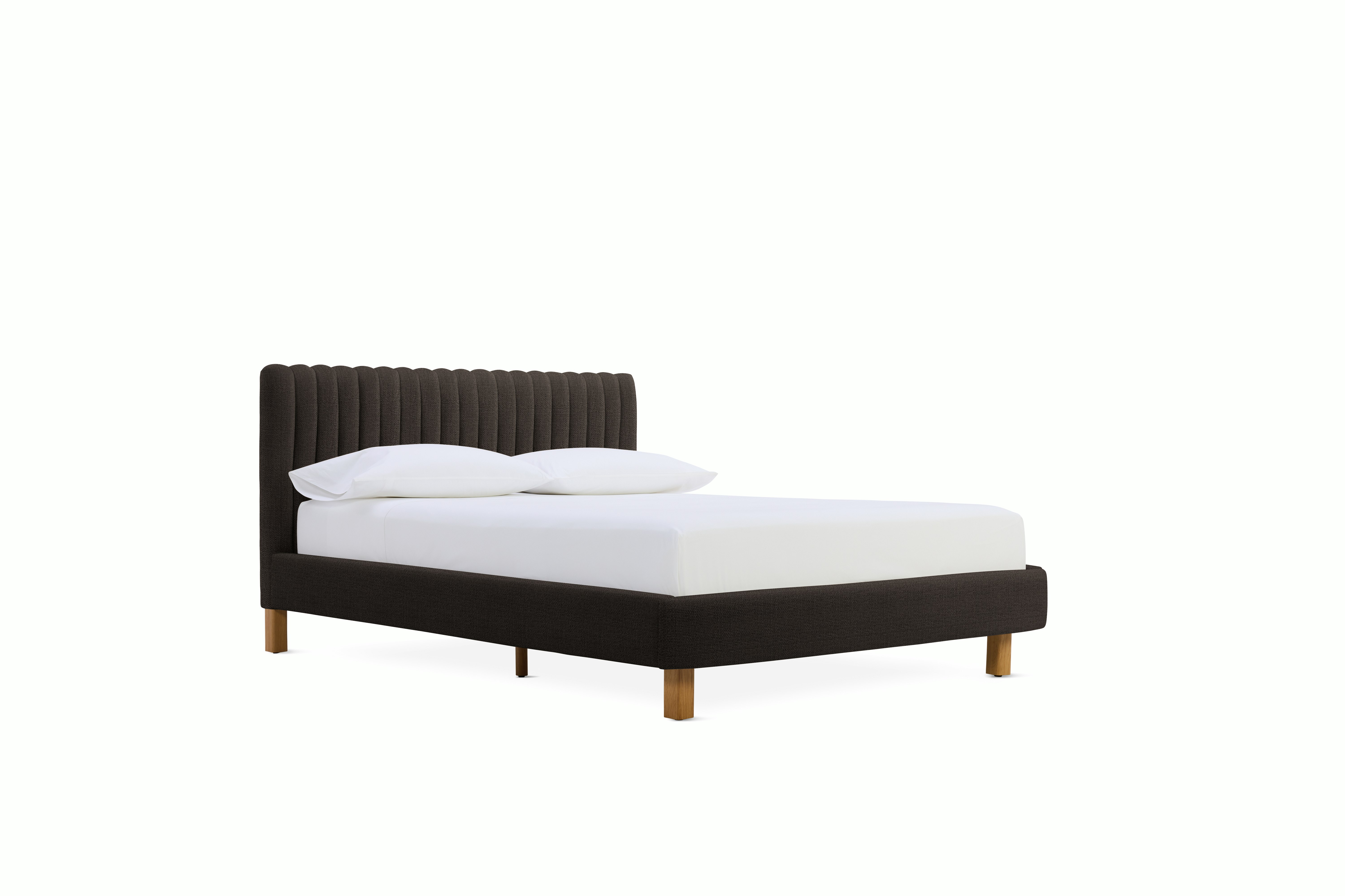 A Charlotte  Bed in Chocolate viewed from an angle.
