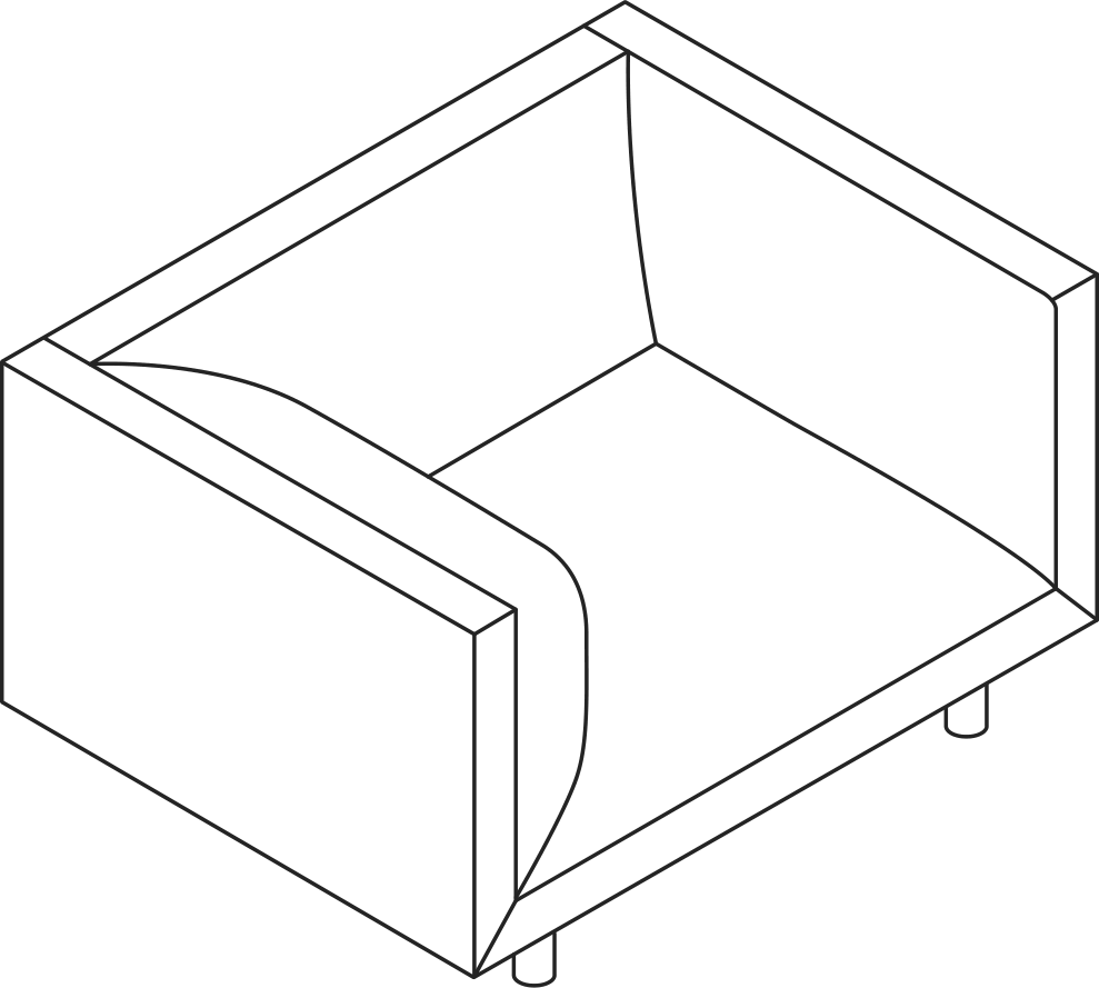 A line drawing - Rolled Arm Club Chair