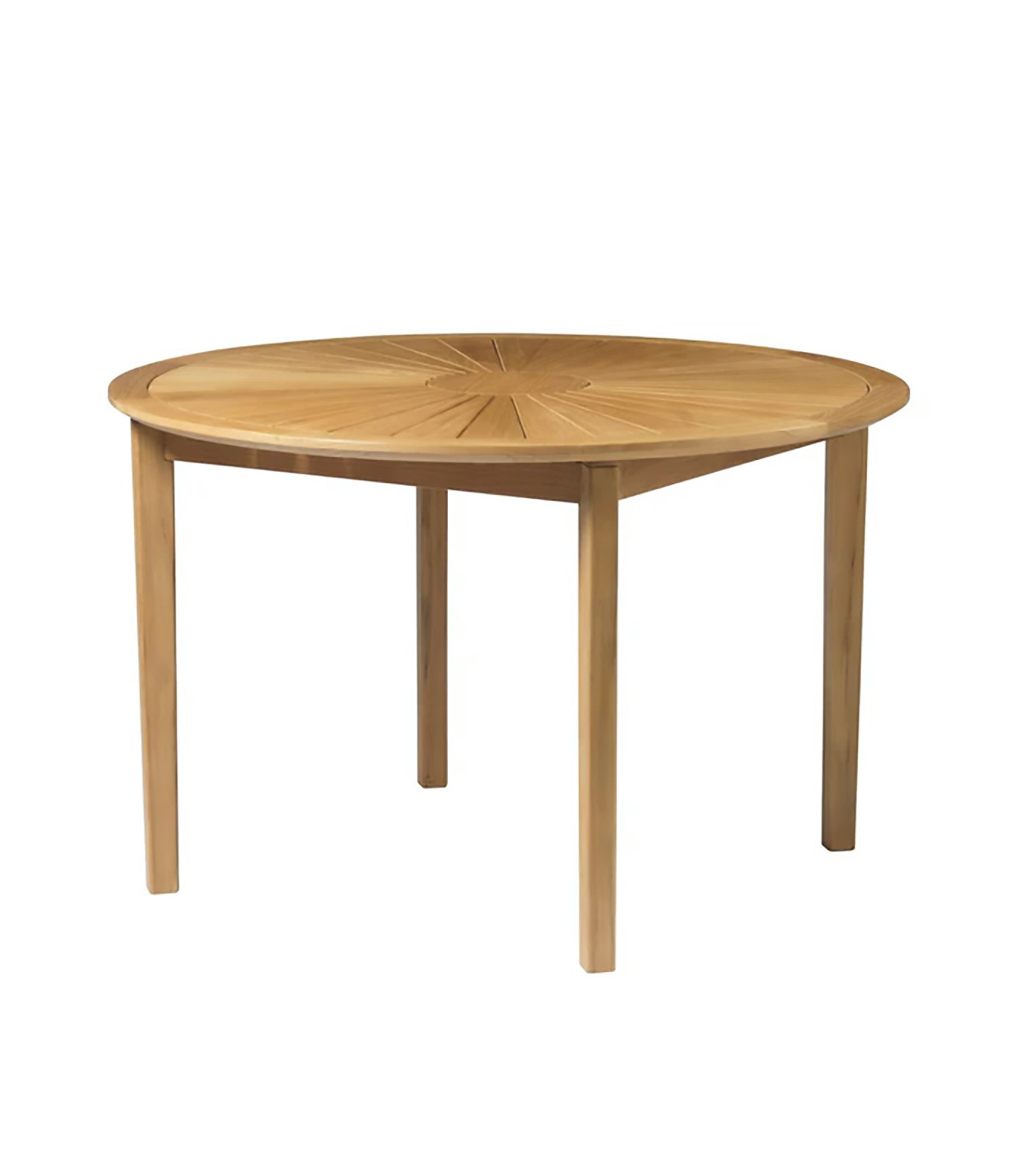 A Sammen Outdoor Dining Table in 41 inch viewed from an angle.