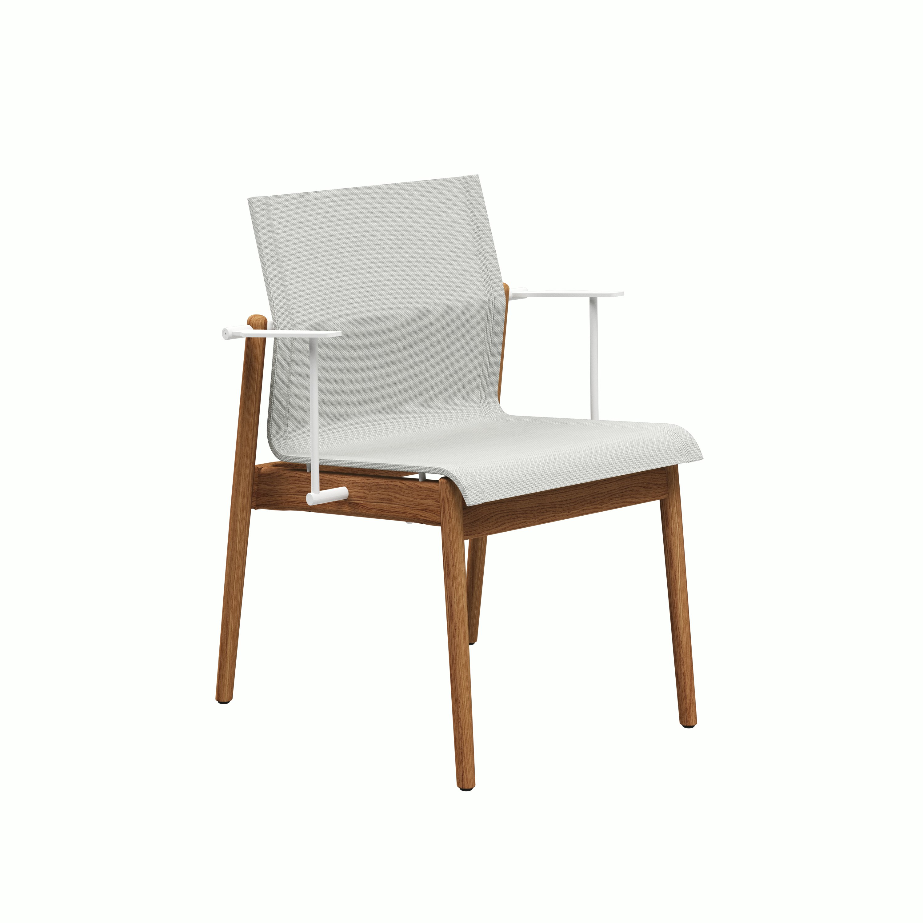 A Sway Dining Chair in White Frame Viewed from an angle.