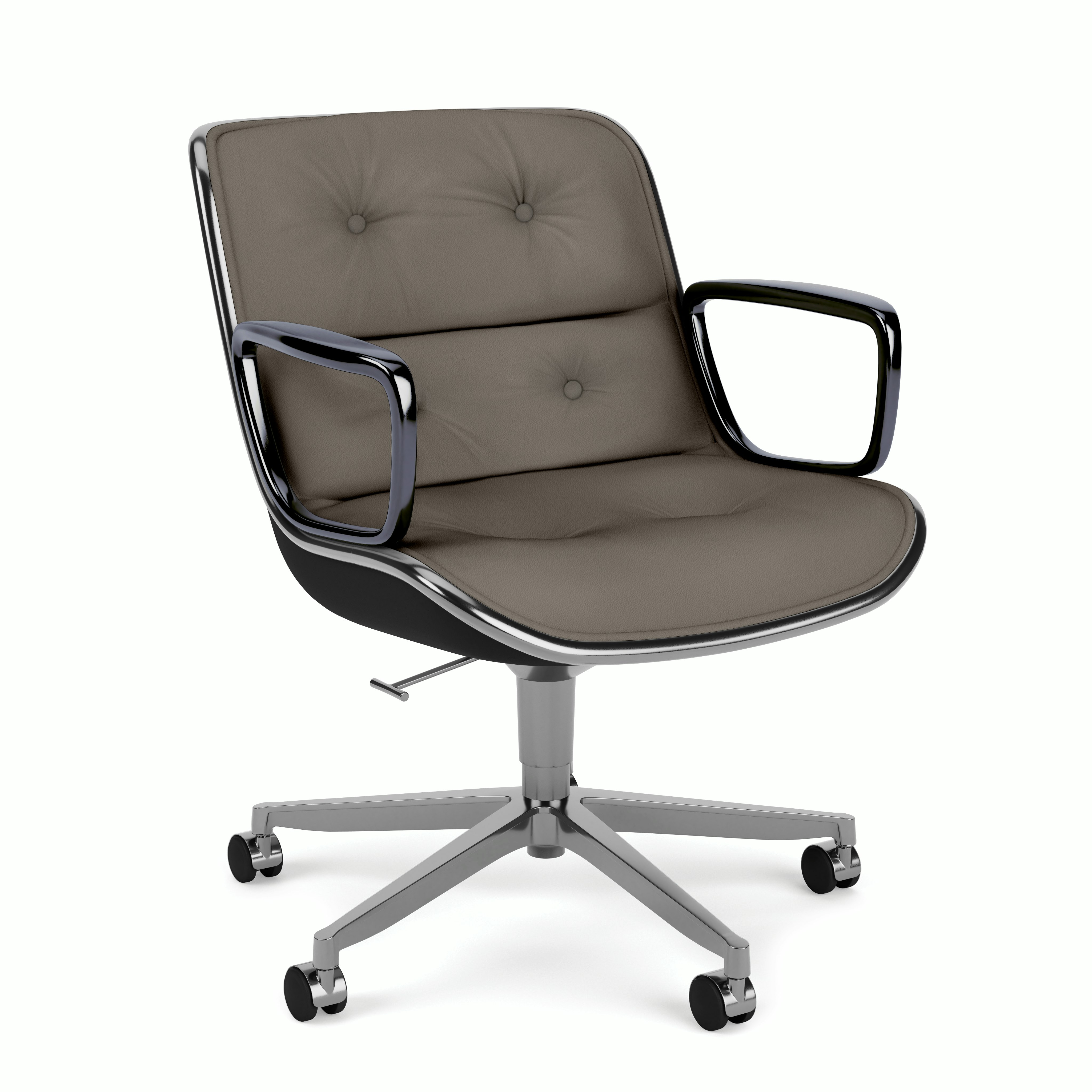 Pollock Executive Armchair - 5 Star,  Polished Aluminum,  Volo Leather,  Mink