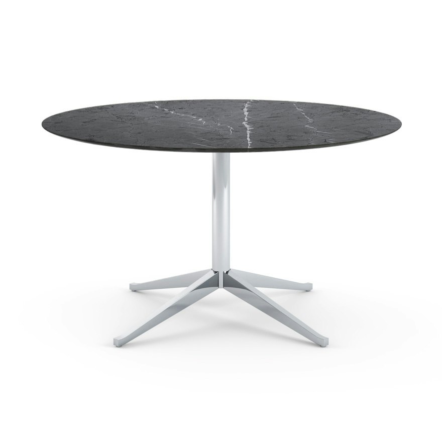 Florence Knoll Table Desk - Round, 54", Satin Grigio Marquina, Polished Chrome