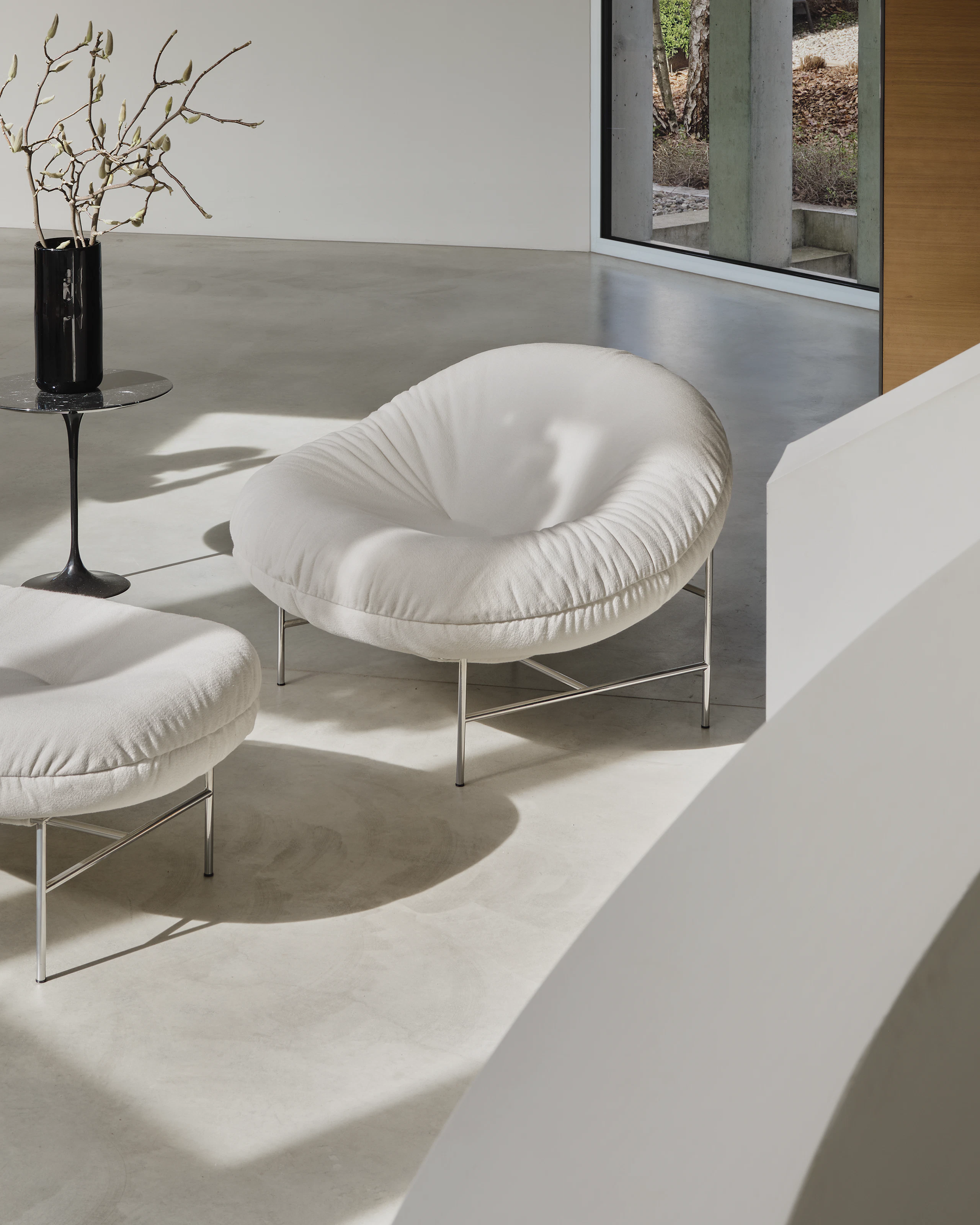 Bun Lounge Chair and Ottoman in Haven Ivory