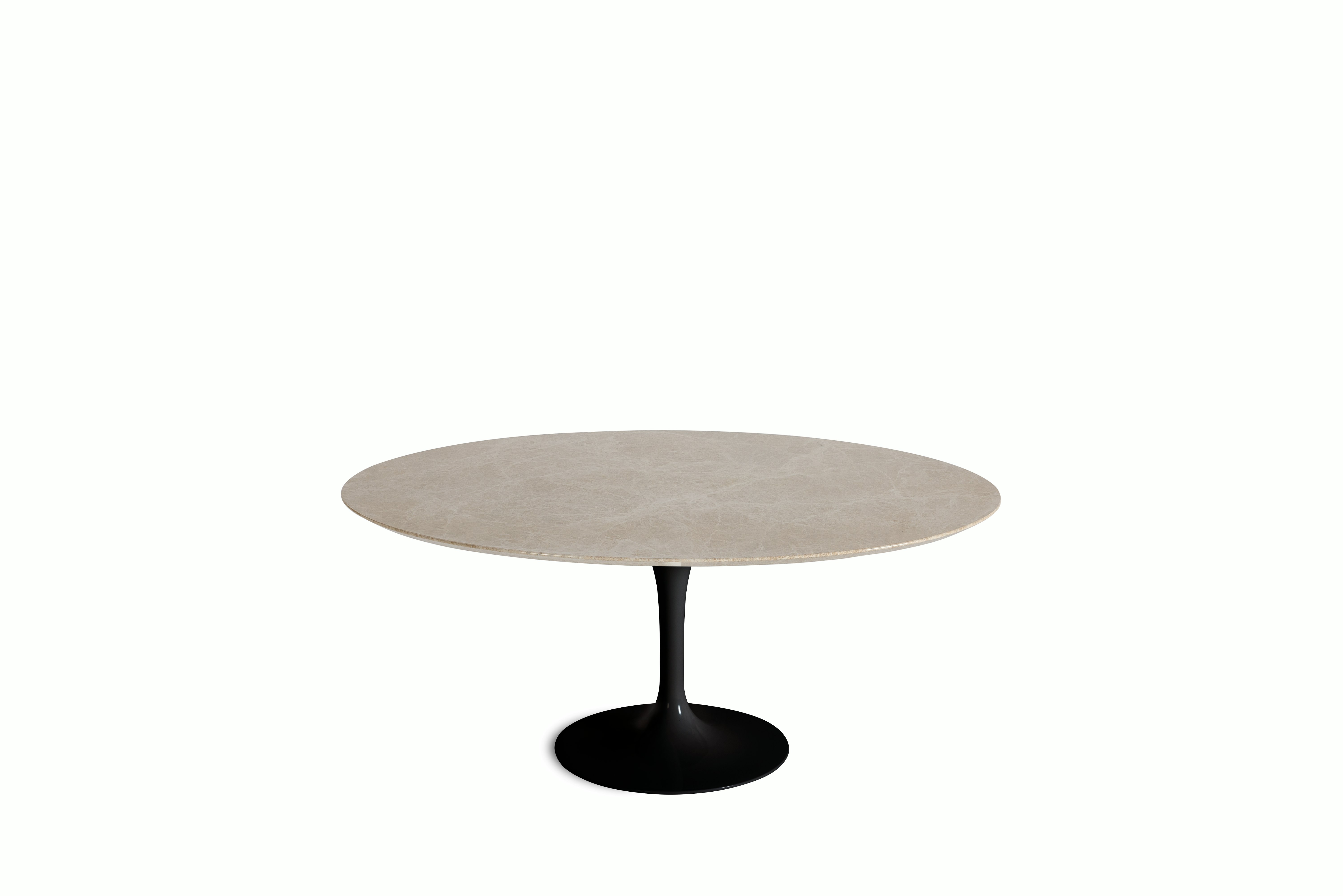 Saarinen Coffee Table - 42 Inch, Round, Polished Emperado Light, Black Base