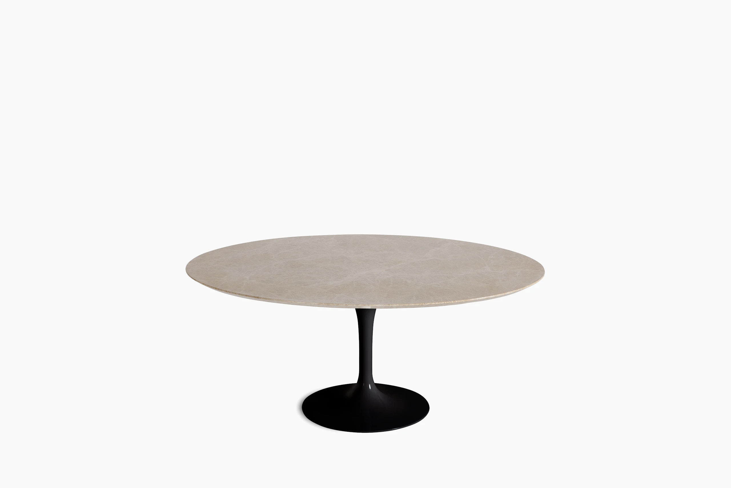 Saarinen Coffee Table - 42 Inch, Round, Polished Emperado Light, Black Base