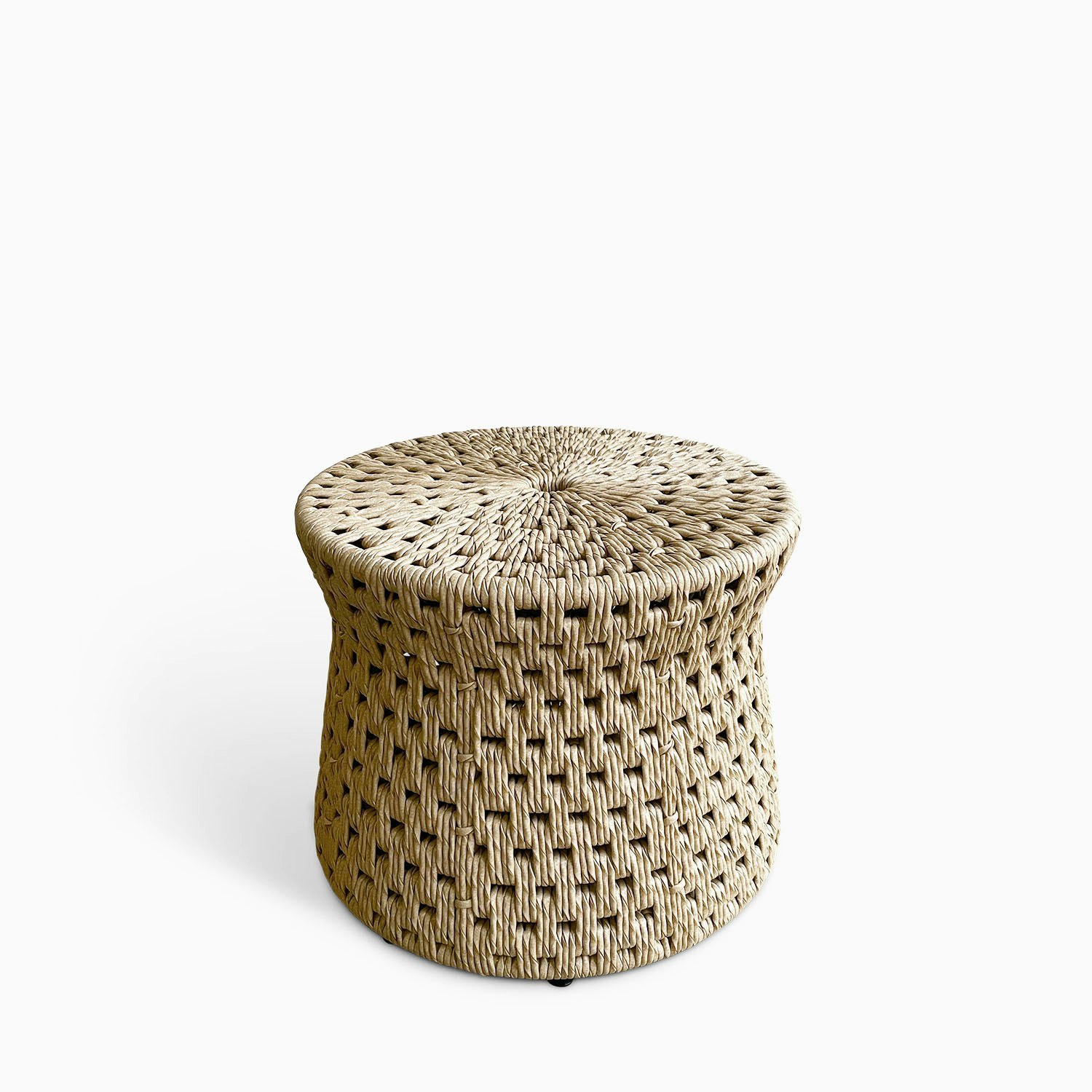 Woven Outdoor Stool - Small, All Weather Twisted Resin Cord