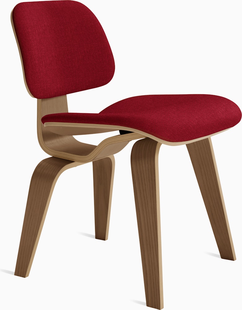 Eames Molded Plywood Dining Chair Wood Base (DCW) - Upholstered,   Walnut Frame Mode - Alder