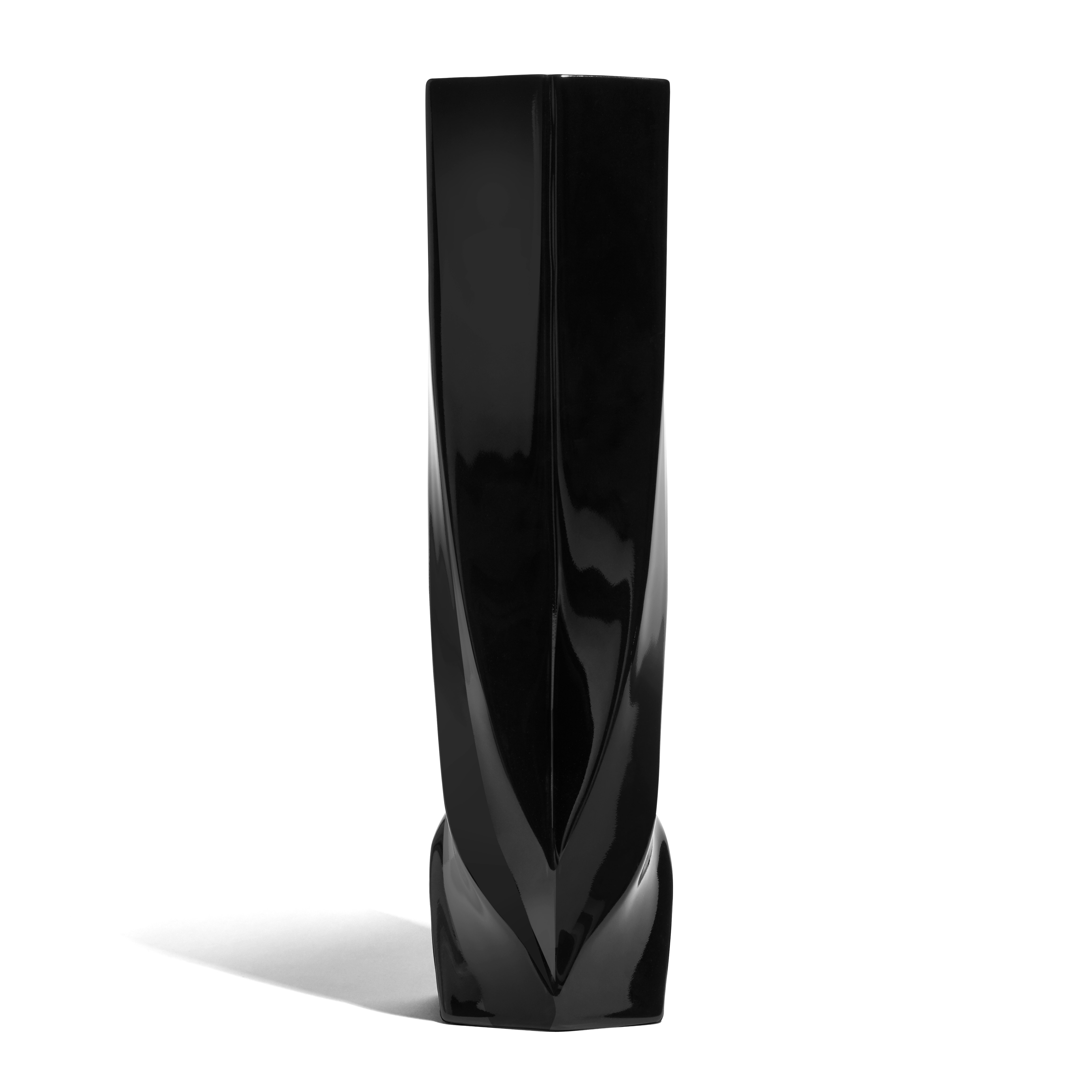 A Braid Vase in Tall, Black viewed from the front.