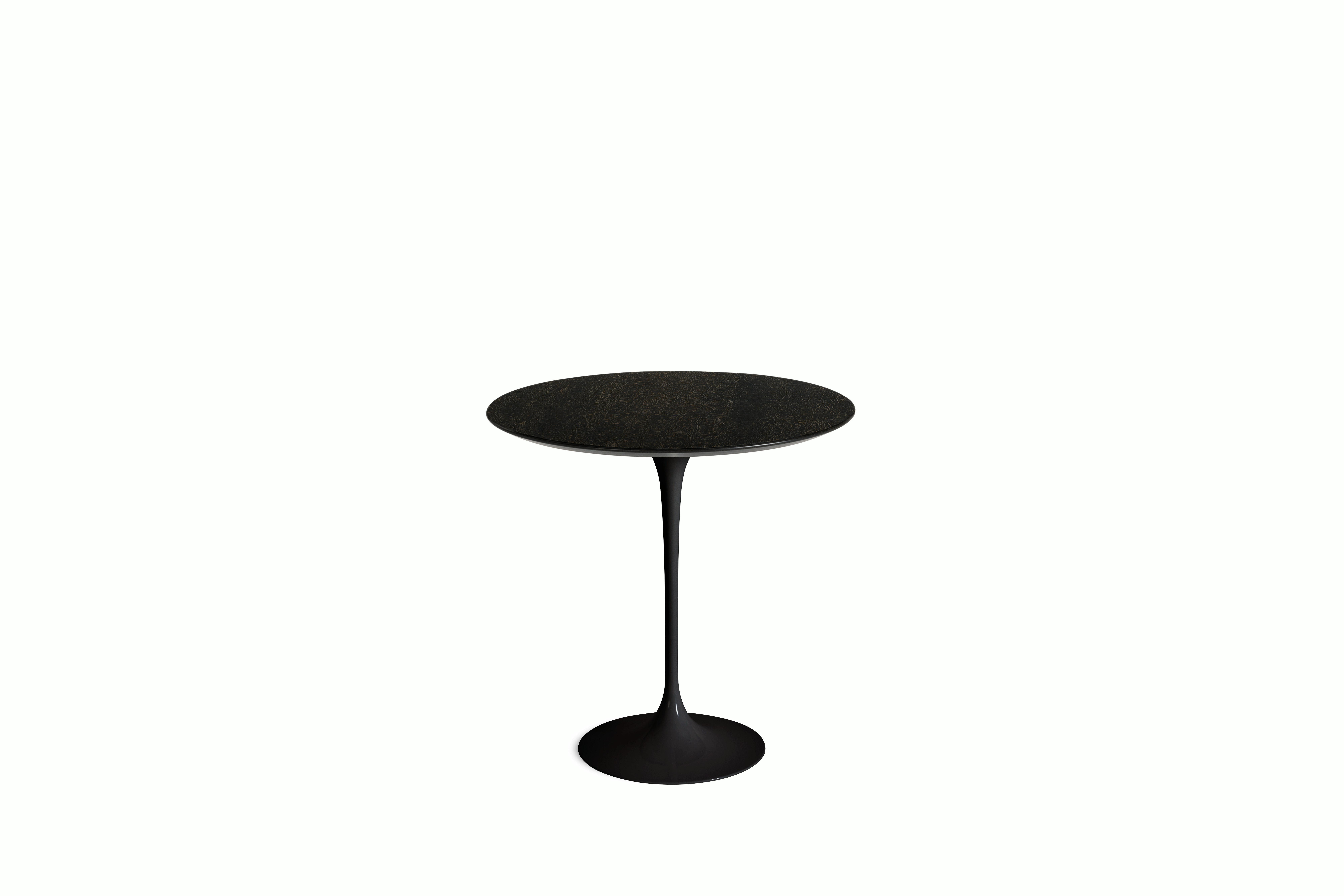 Saarinen Side Table - 20 Inch, Round, Veneer Topo Noir, Black Base
