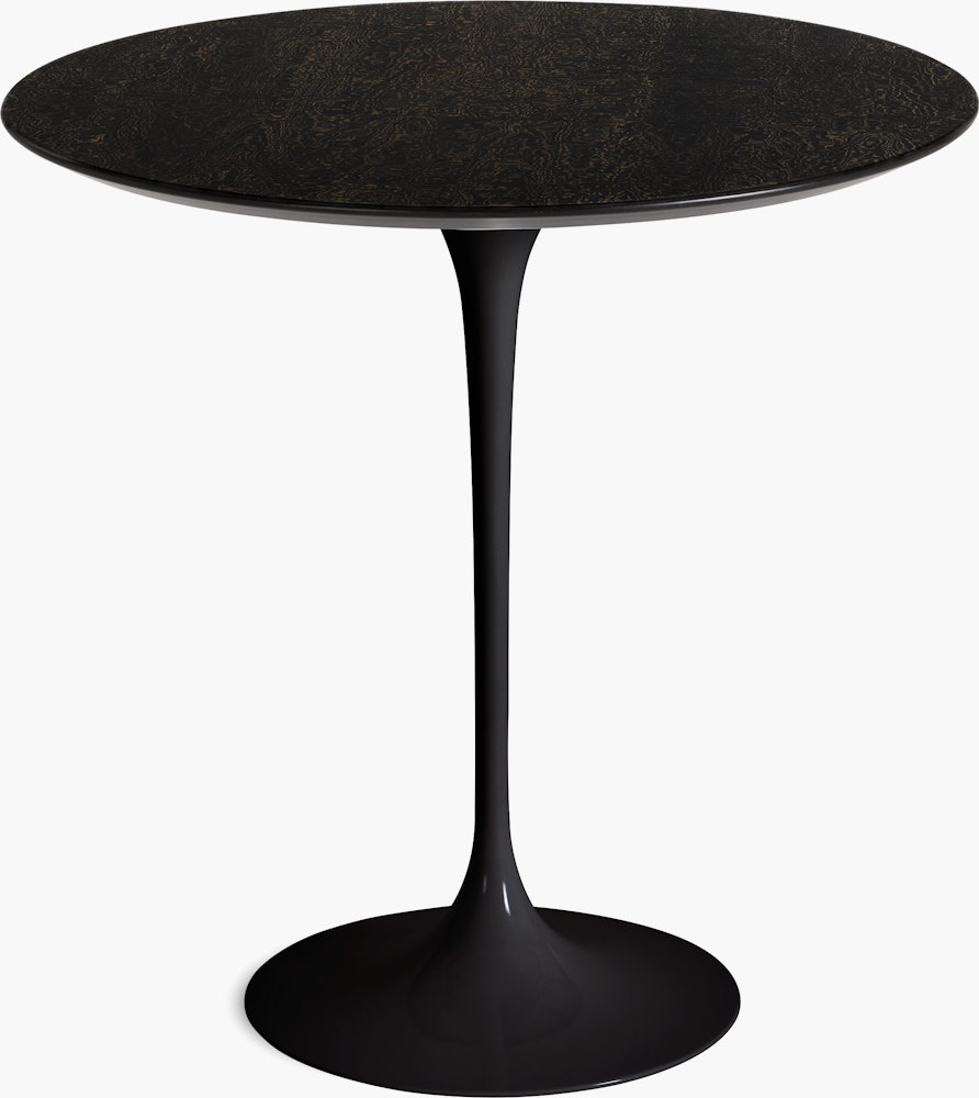 Saarinen Side Table - 20 Inch, Round, Veneer Topo Noir, Black Base