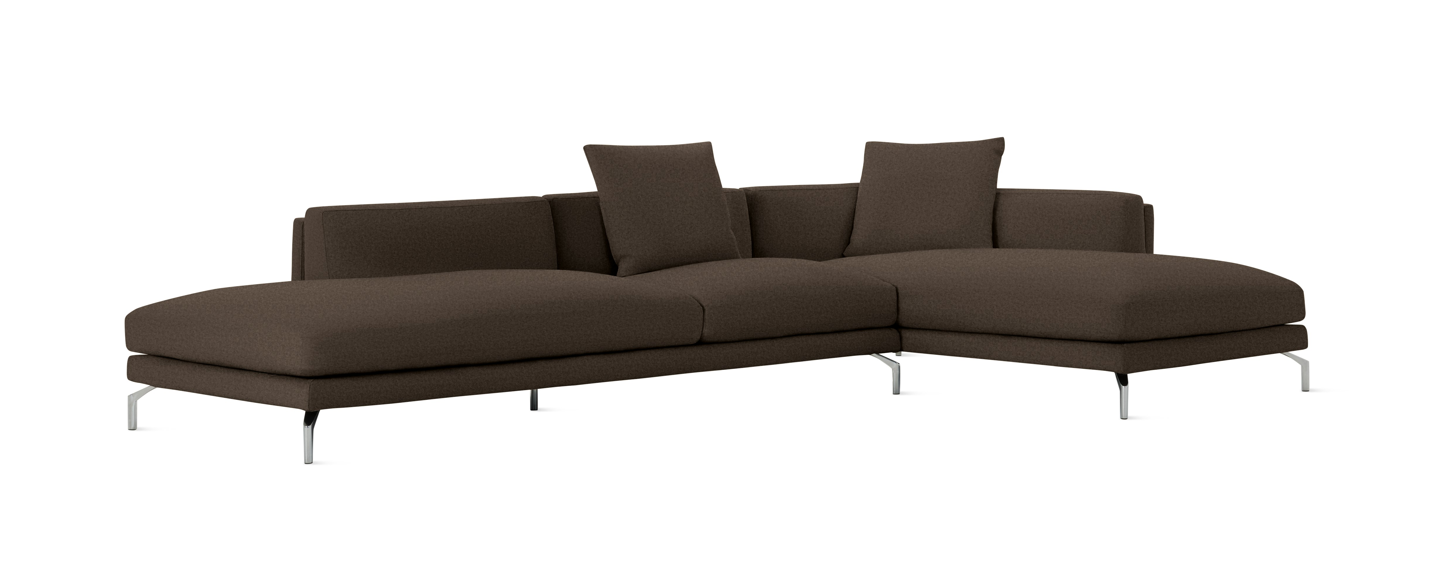 A Como Open Sectional in Pecora: Chocolate viewed from an angle.