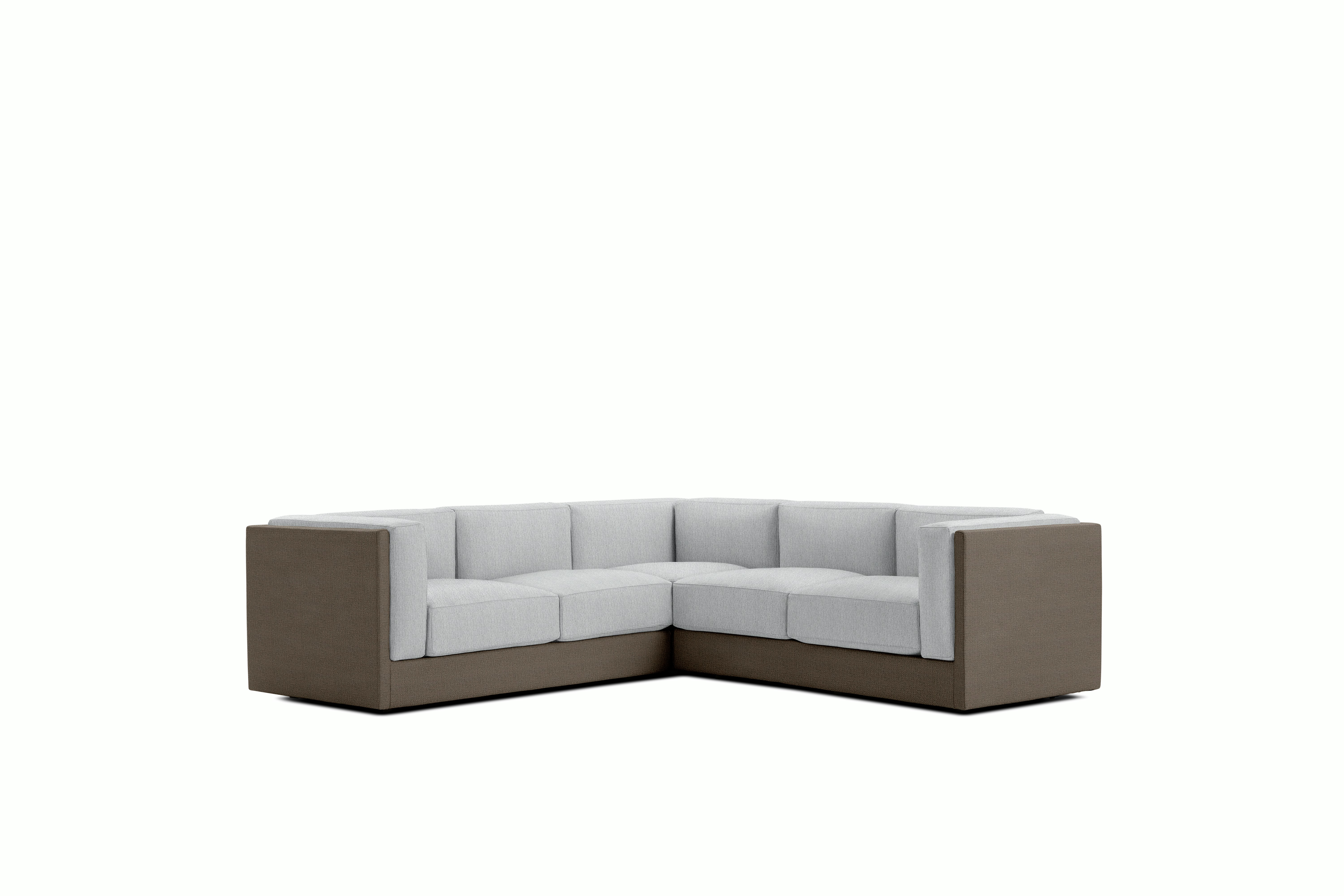 Symme Corner Sectional - Fabric Frame,  Pebble Weave,  Bark,  Pebble Weave,  Fog