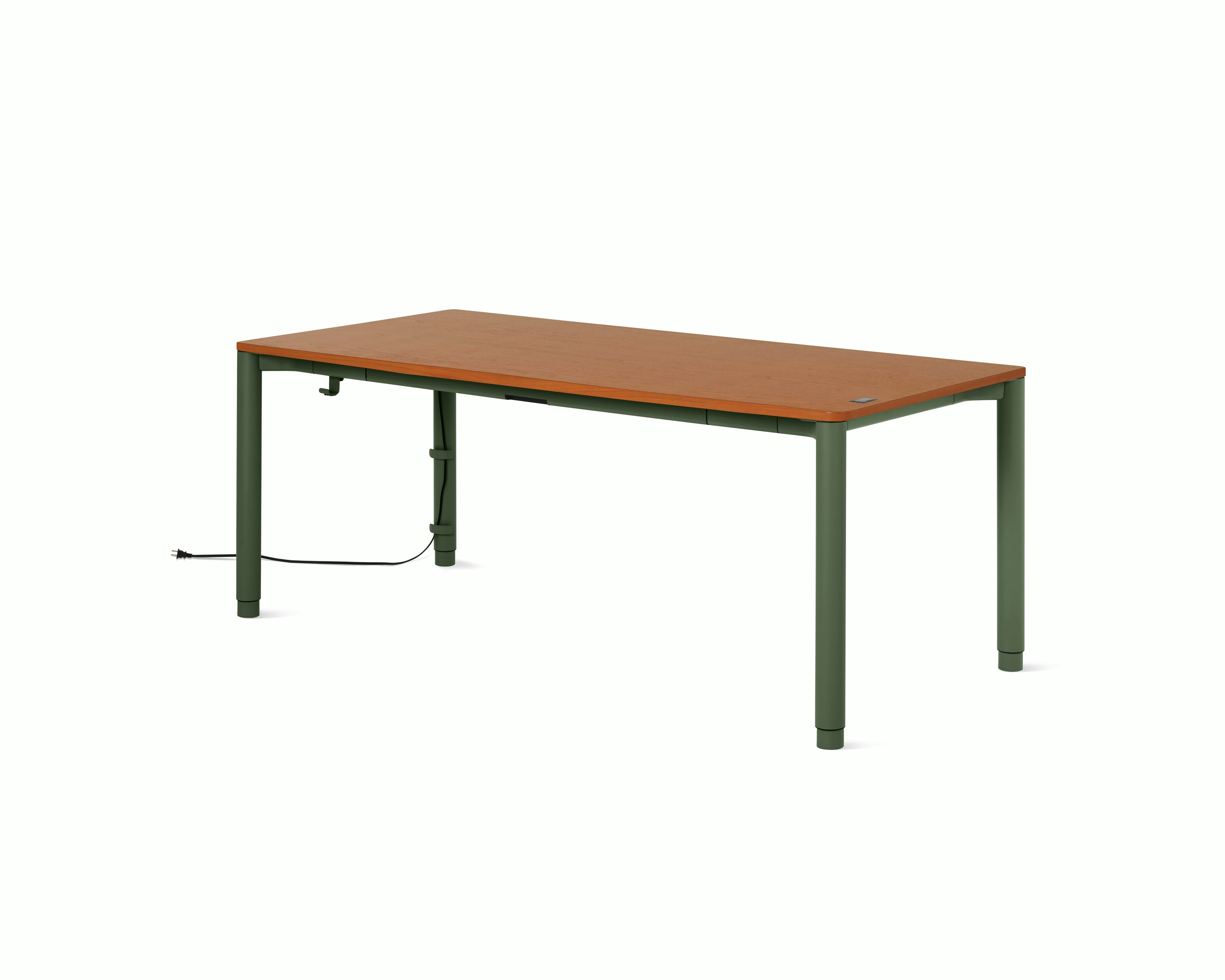 Spout S2S Table - 36" x 72"",  Veneer Walnut,  Olive,  With Cable Tray,  With Storage Drawer,  Standard Height"