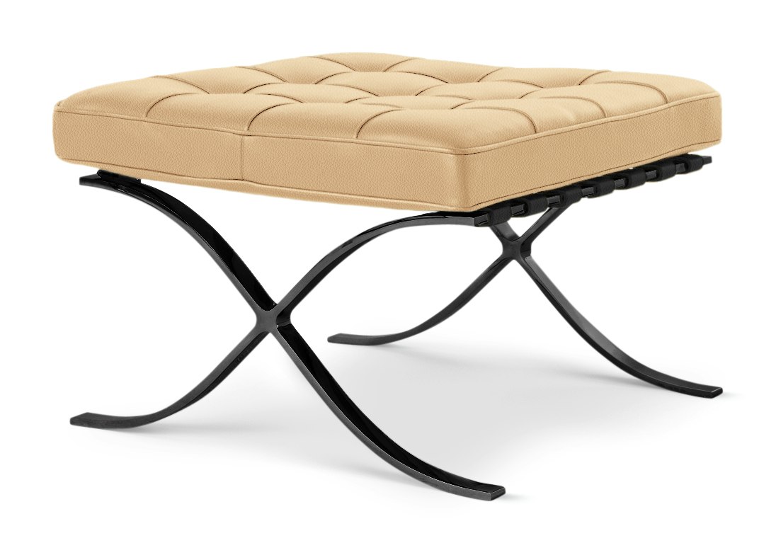 Barcelona Stool in Volo Leather,  Vanilla,  Black