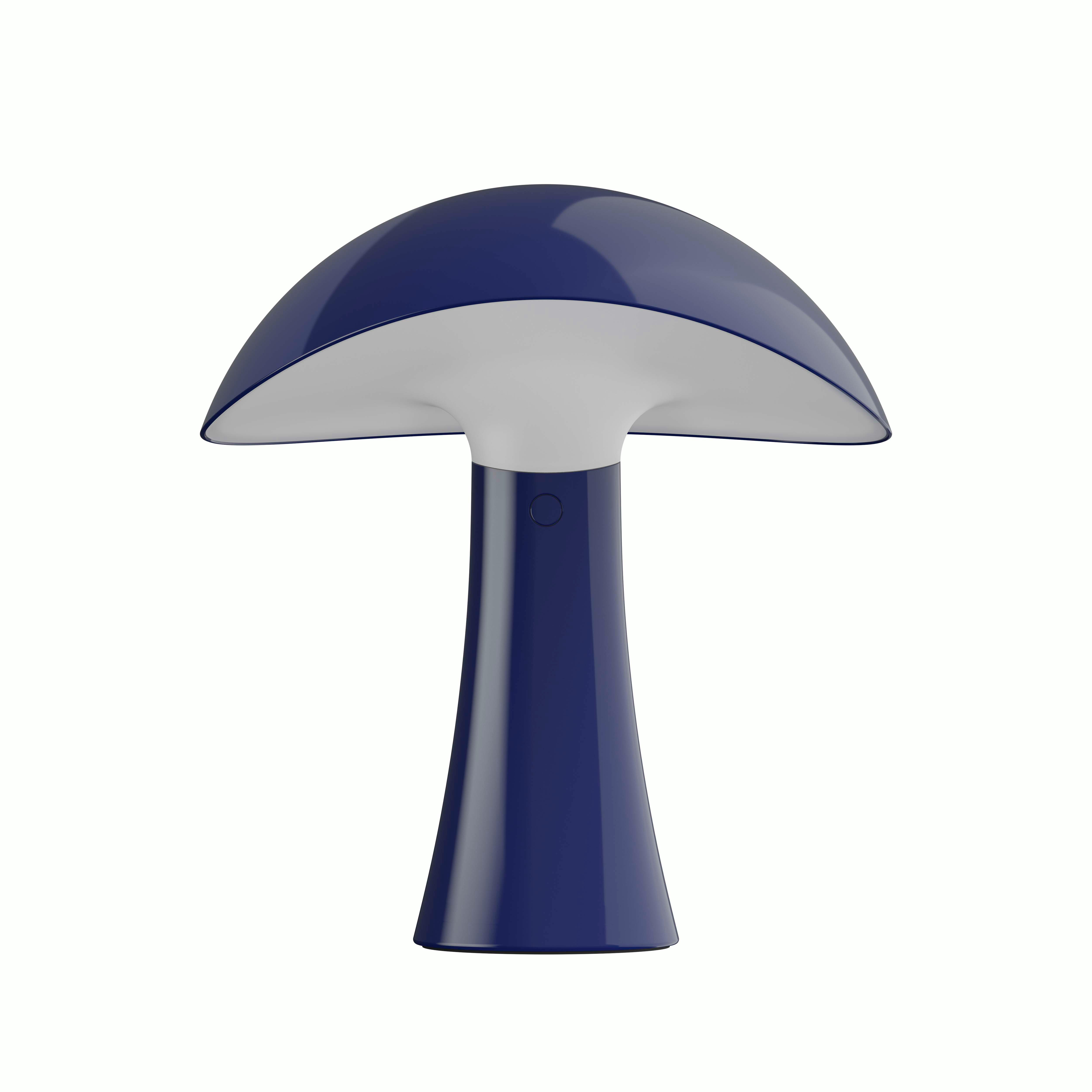 A Rumee 220 Portable Lamp in Night Blue viewed from the front.