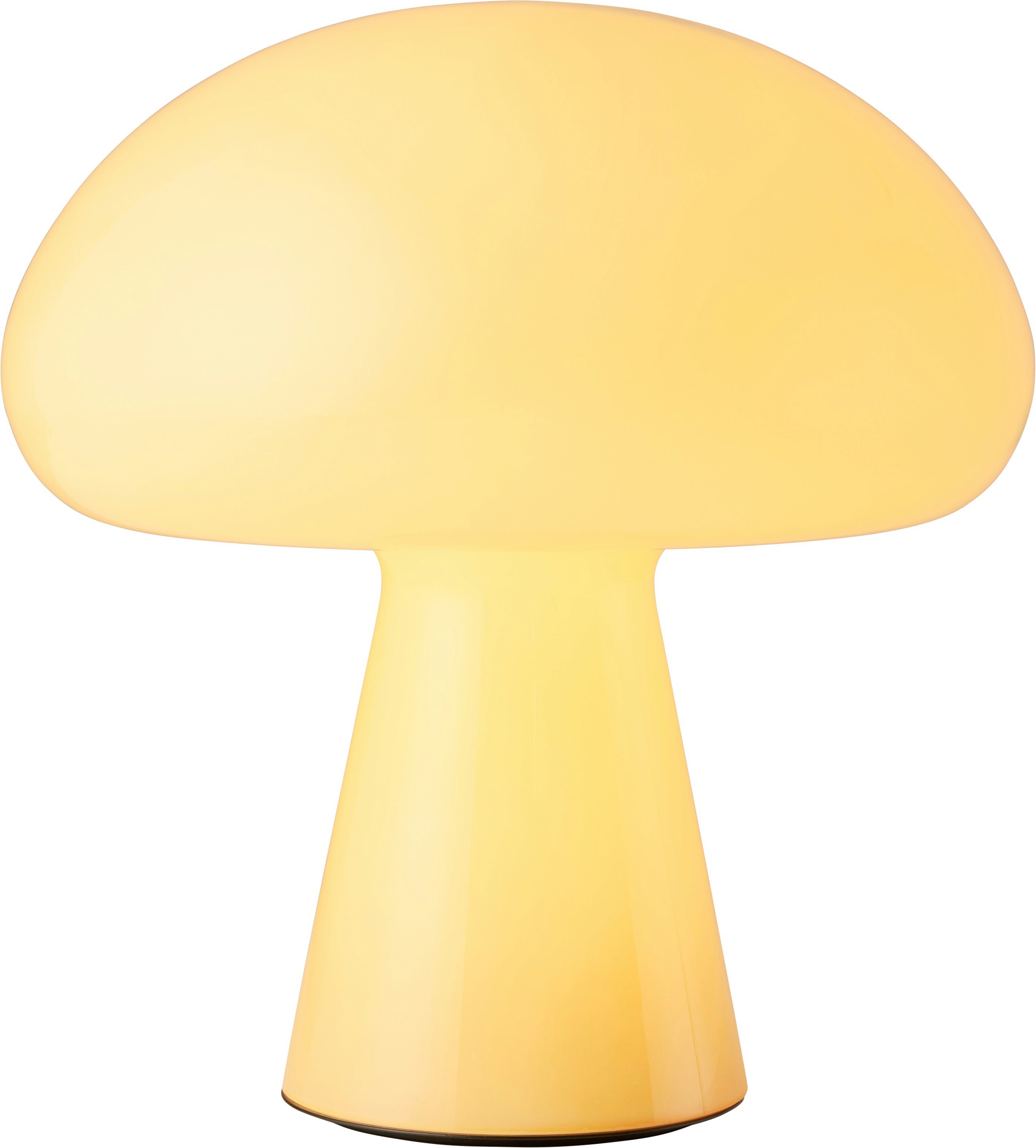 An Obello Portable Lamp in Yellow viewed from an angle.