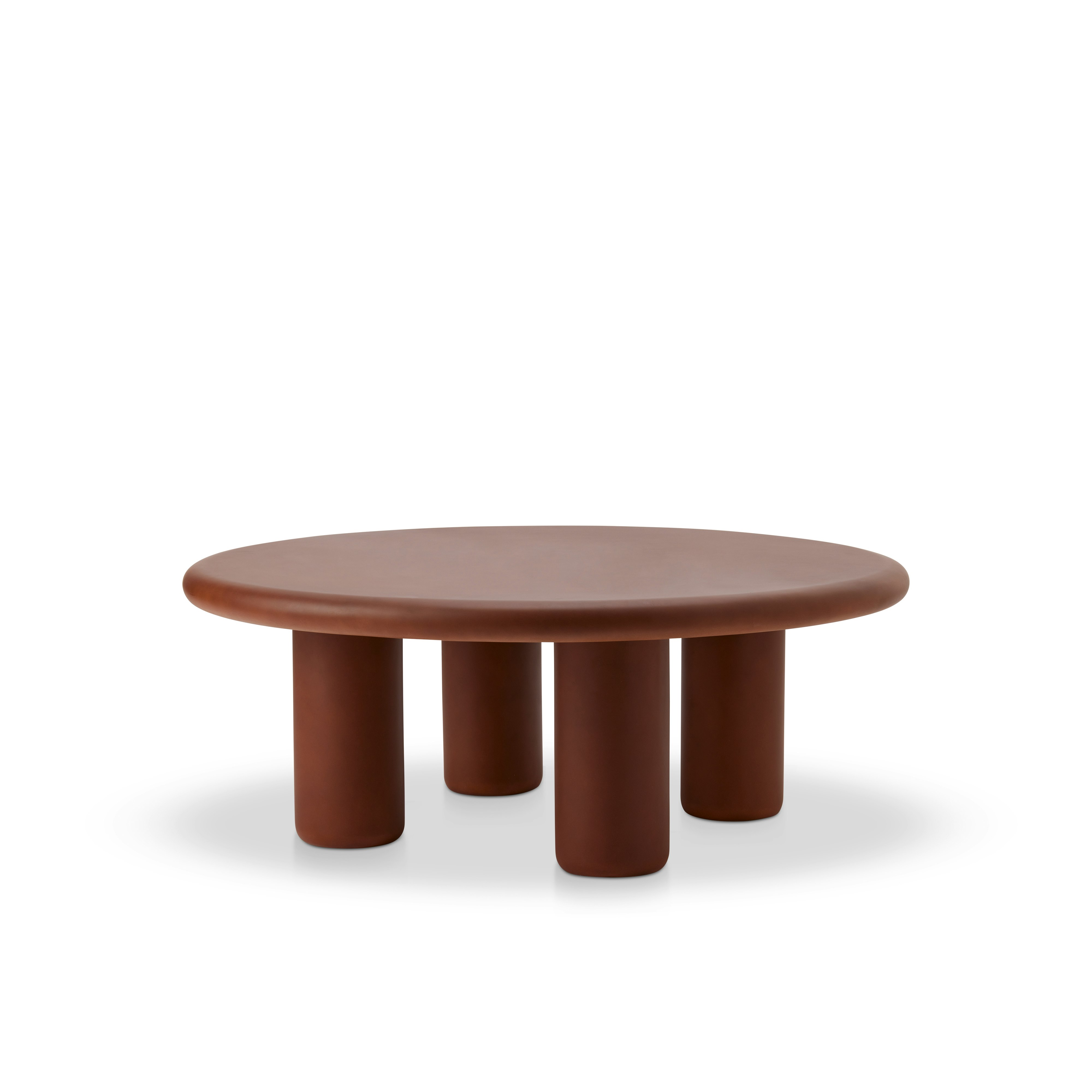 A Earth Outdoor Coffee Table in Terracotta viewed from an angle