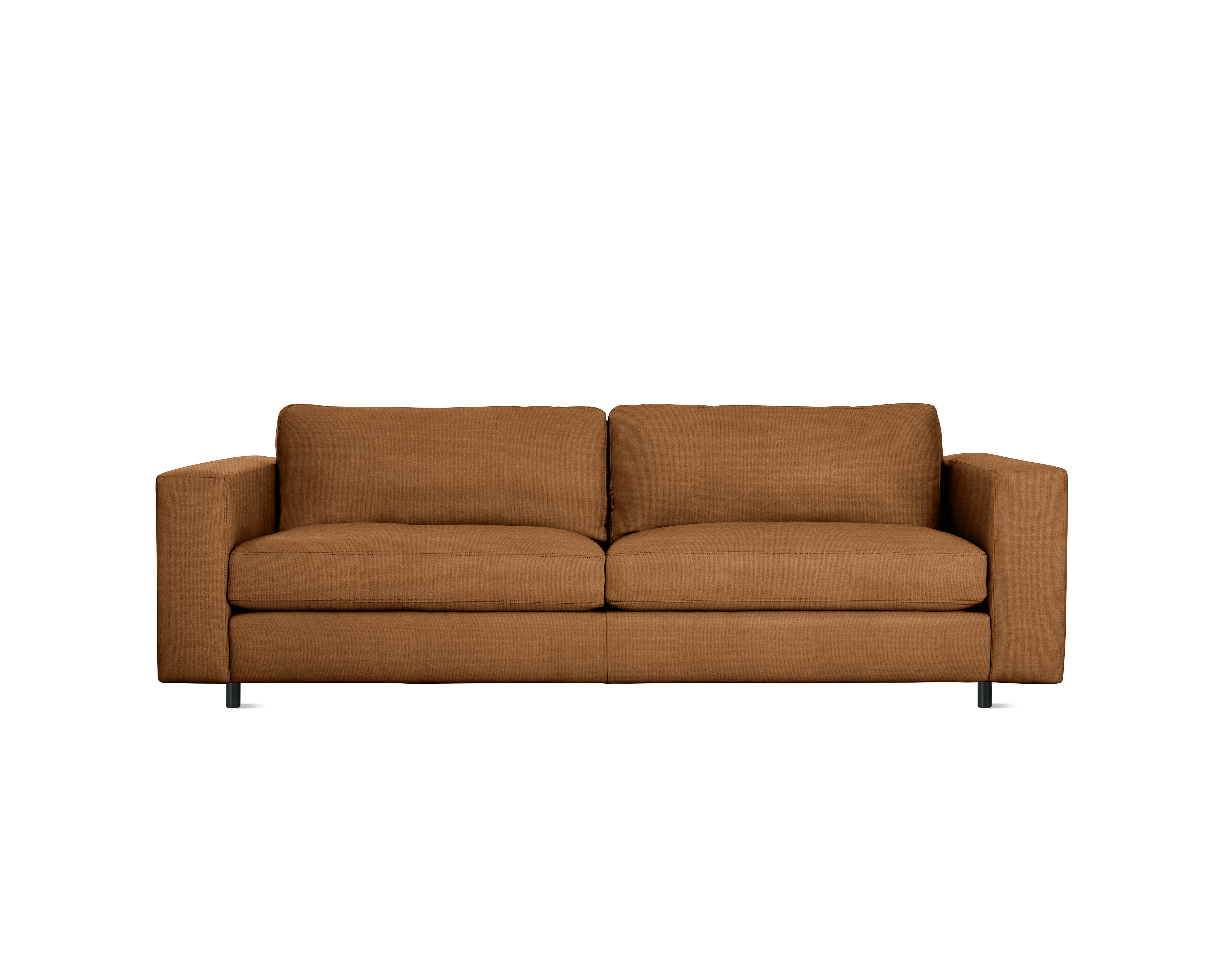 A Reid Sleeper in Crypton Robusta Rattan, Black viewed from the front.