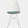 Eames Molded Recycled Plastic in White with Maharam Dots Carambola and Wire Base