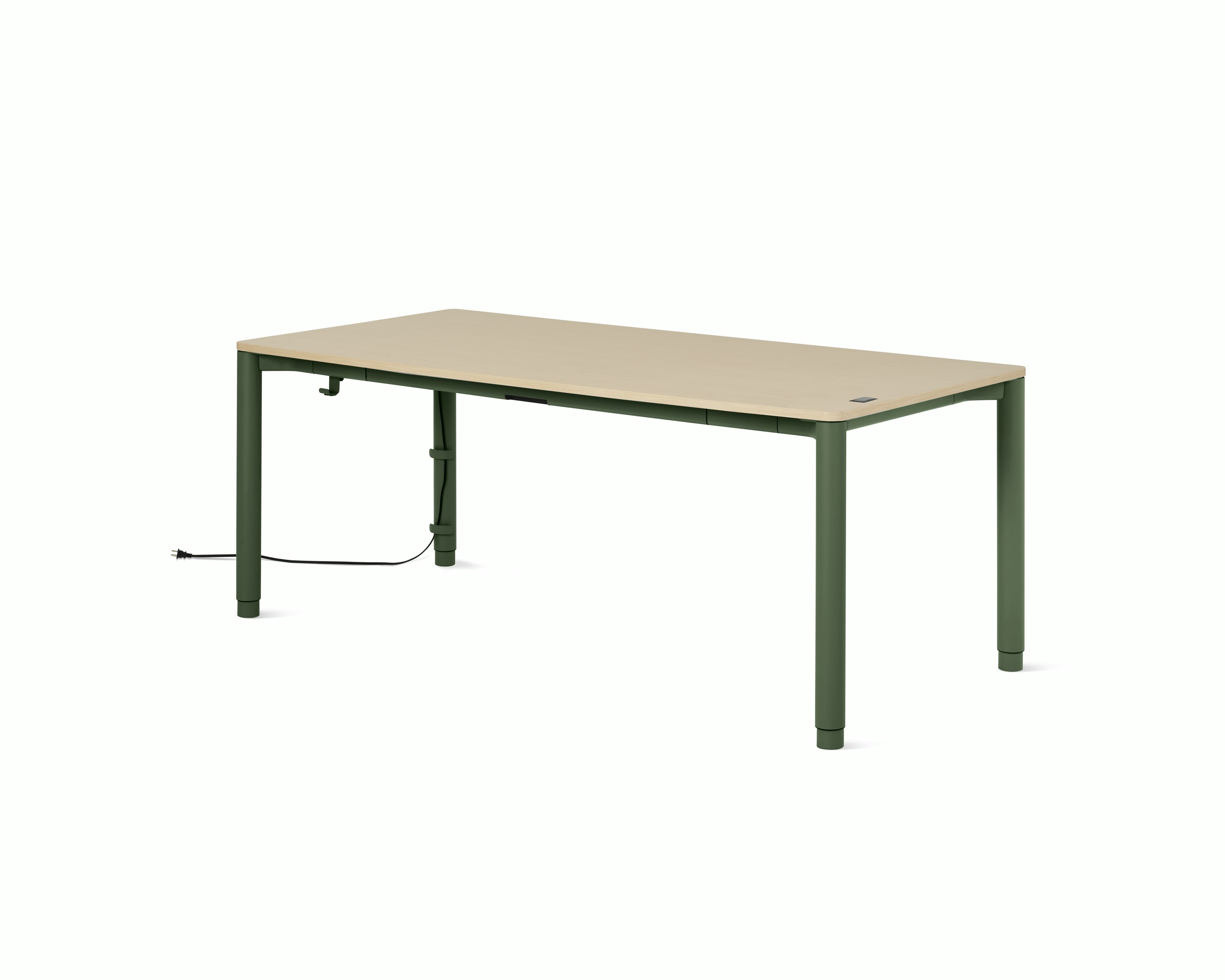 Spout S2S Table - 36" x 72"",  Veneer Clear on Ash,  Olive,  With Cable Tray,  With Storage Drawer,  Standard Height"